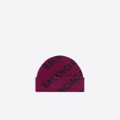 BALENCIAGA Allover Logo Beanie in Purple outlook