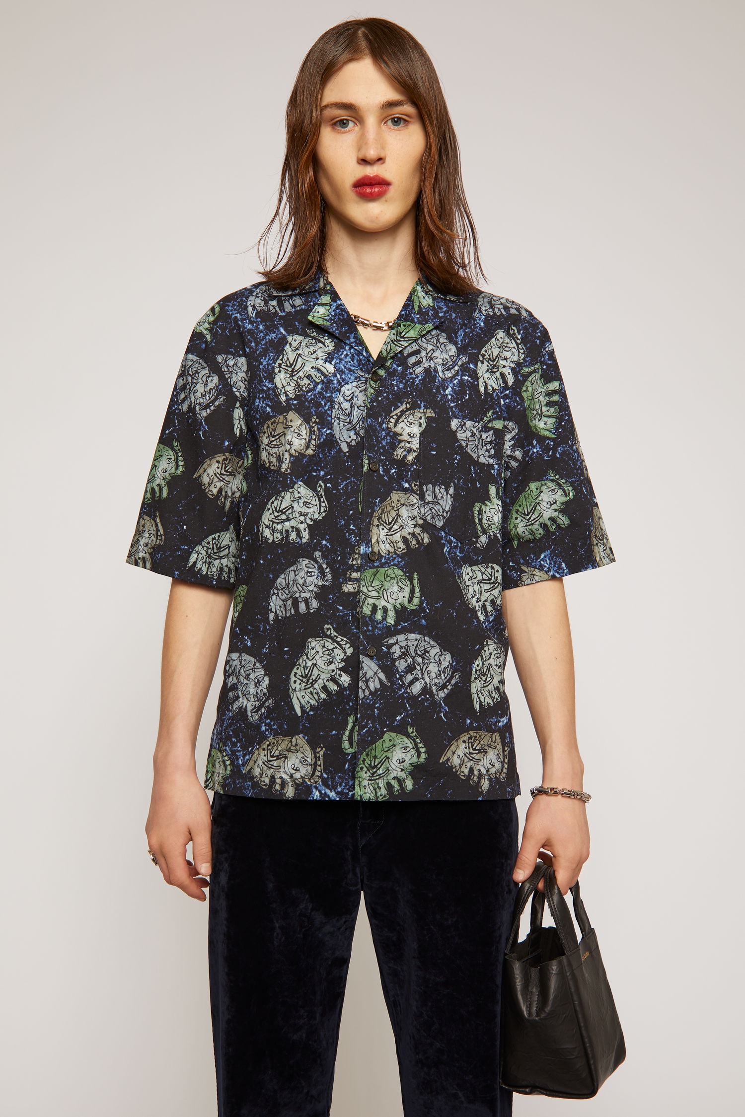 Elephant-print shirt navy - 2