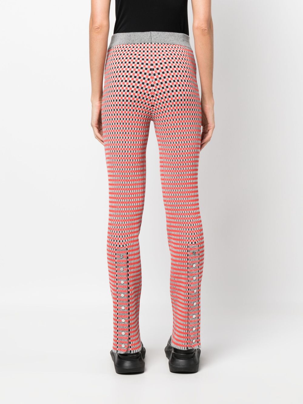 check-pattern ribbed-knit trousers - 4