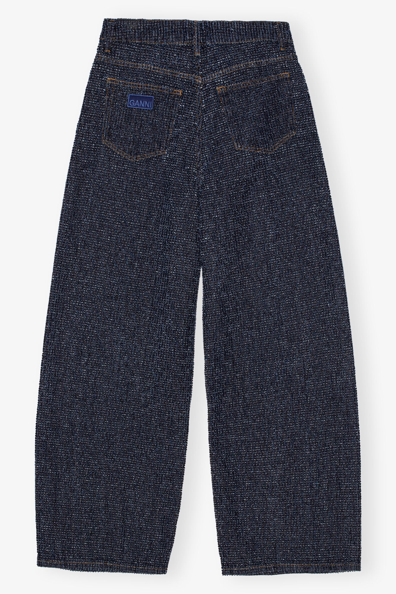 DARK BLUE FLUFFY WIDE JEANS - 5
