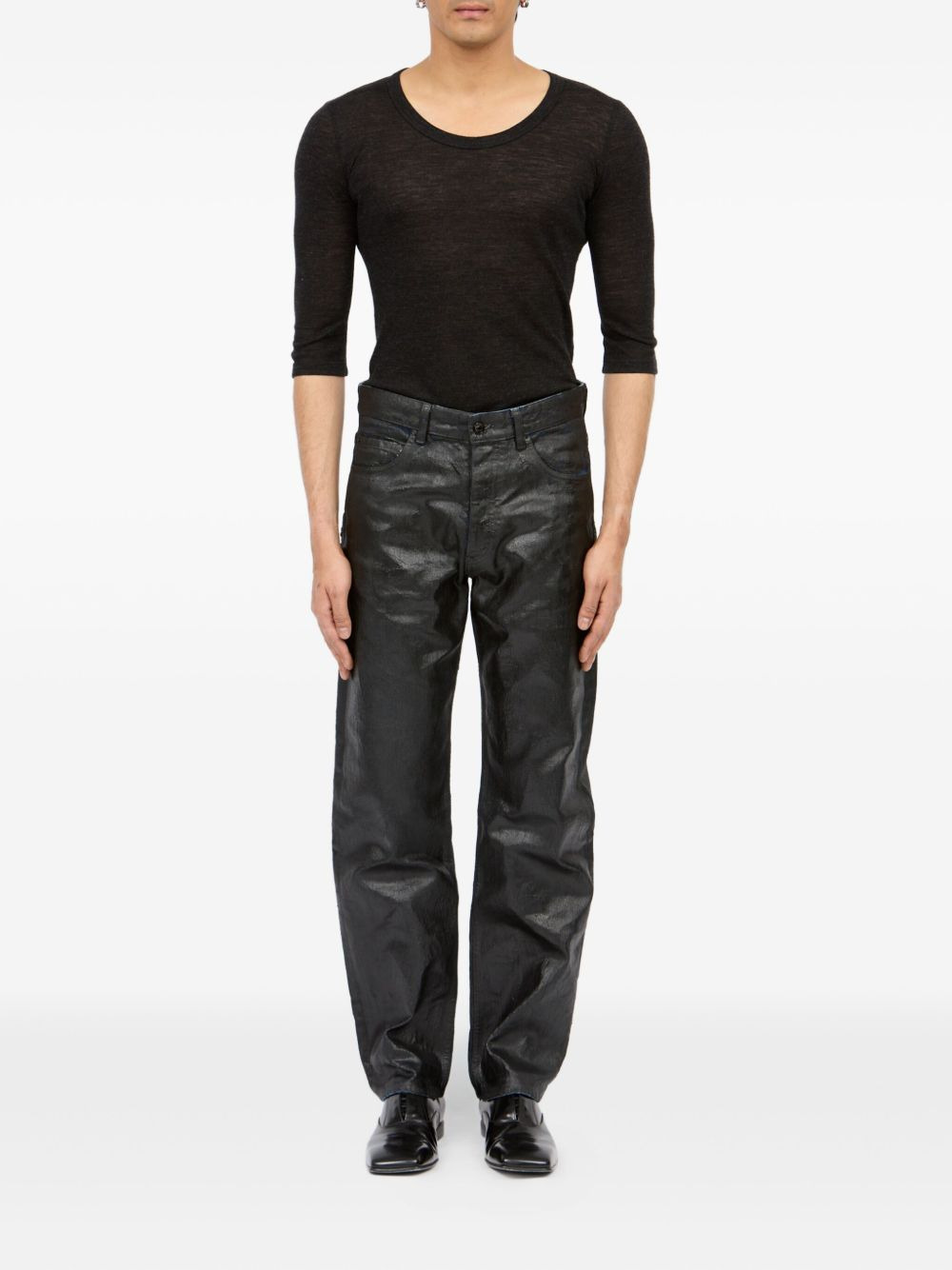 waxed-effect jeans - 2