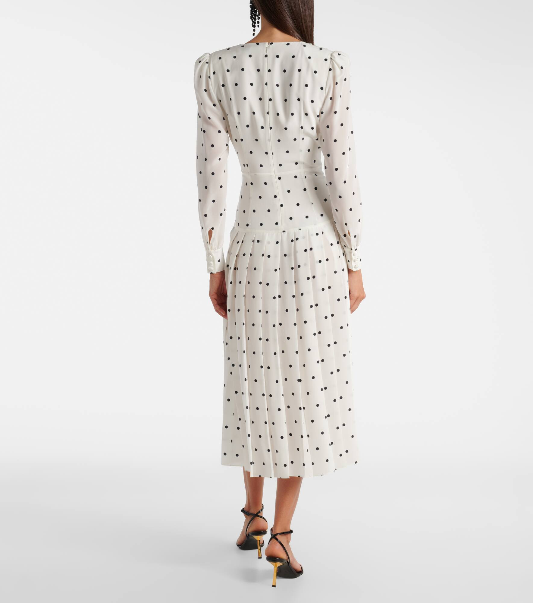 Polka-dot silk midi dress - 3