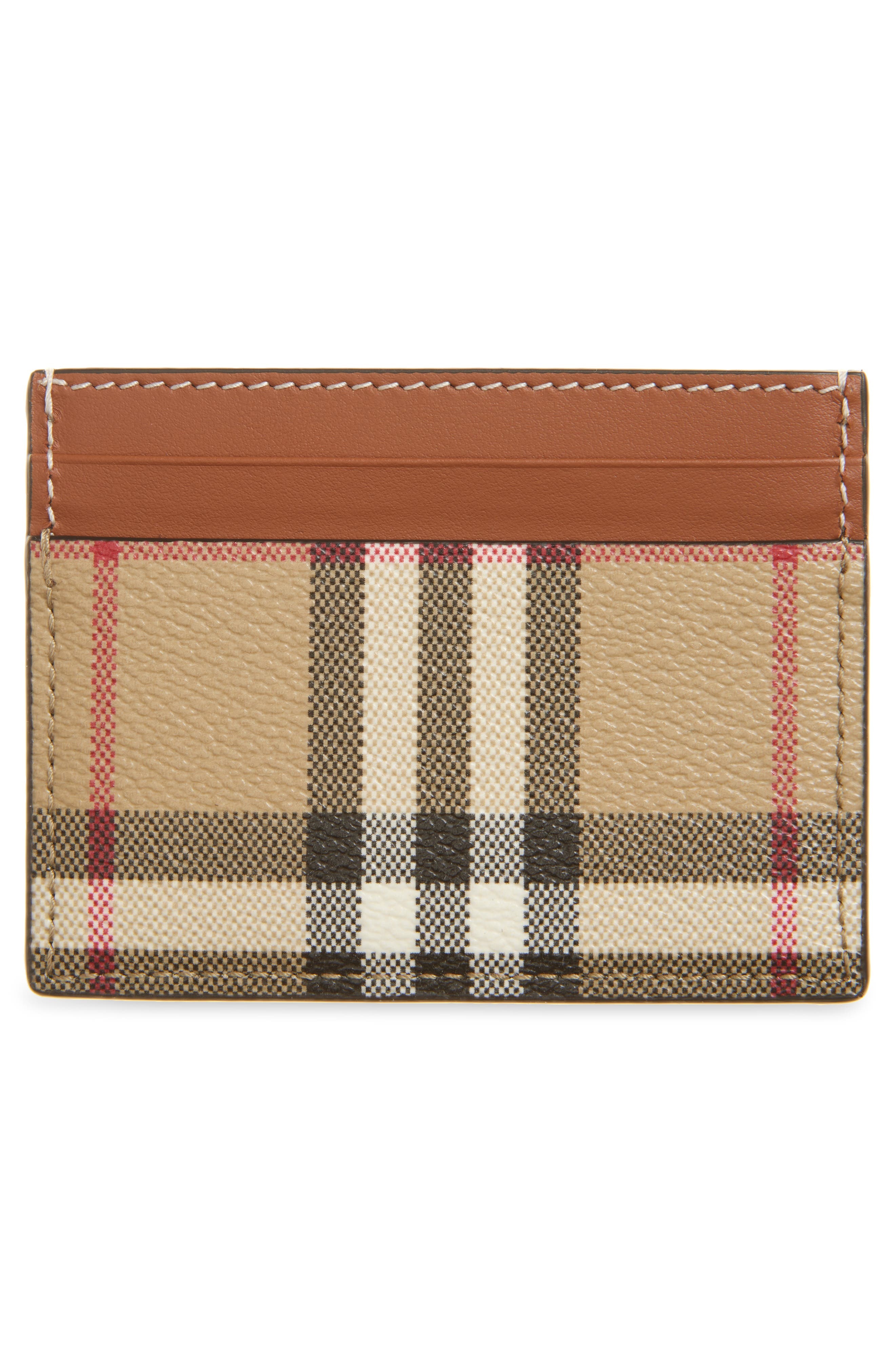 burberry Sandon Check Leather Card Case in Archive Beige at Nordstrom - 2