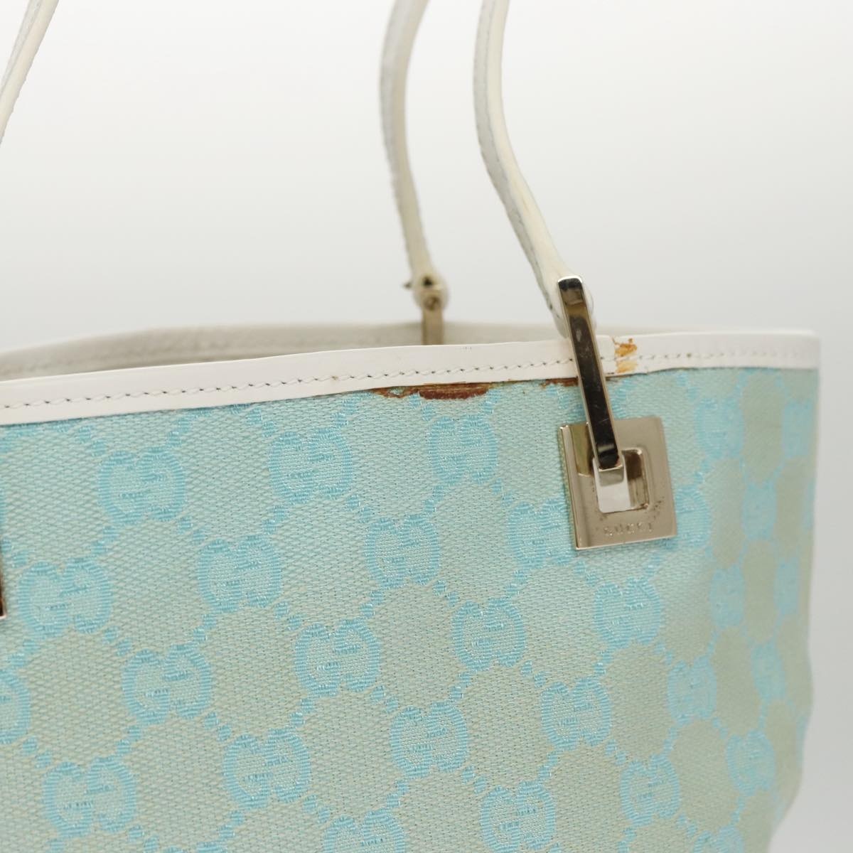 GUCCI GG Canvas Tote Bag Light Blue White Gold 002 1099 002 1099 - 4