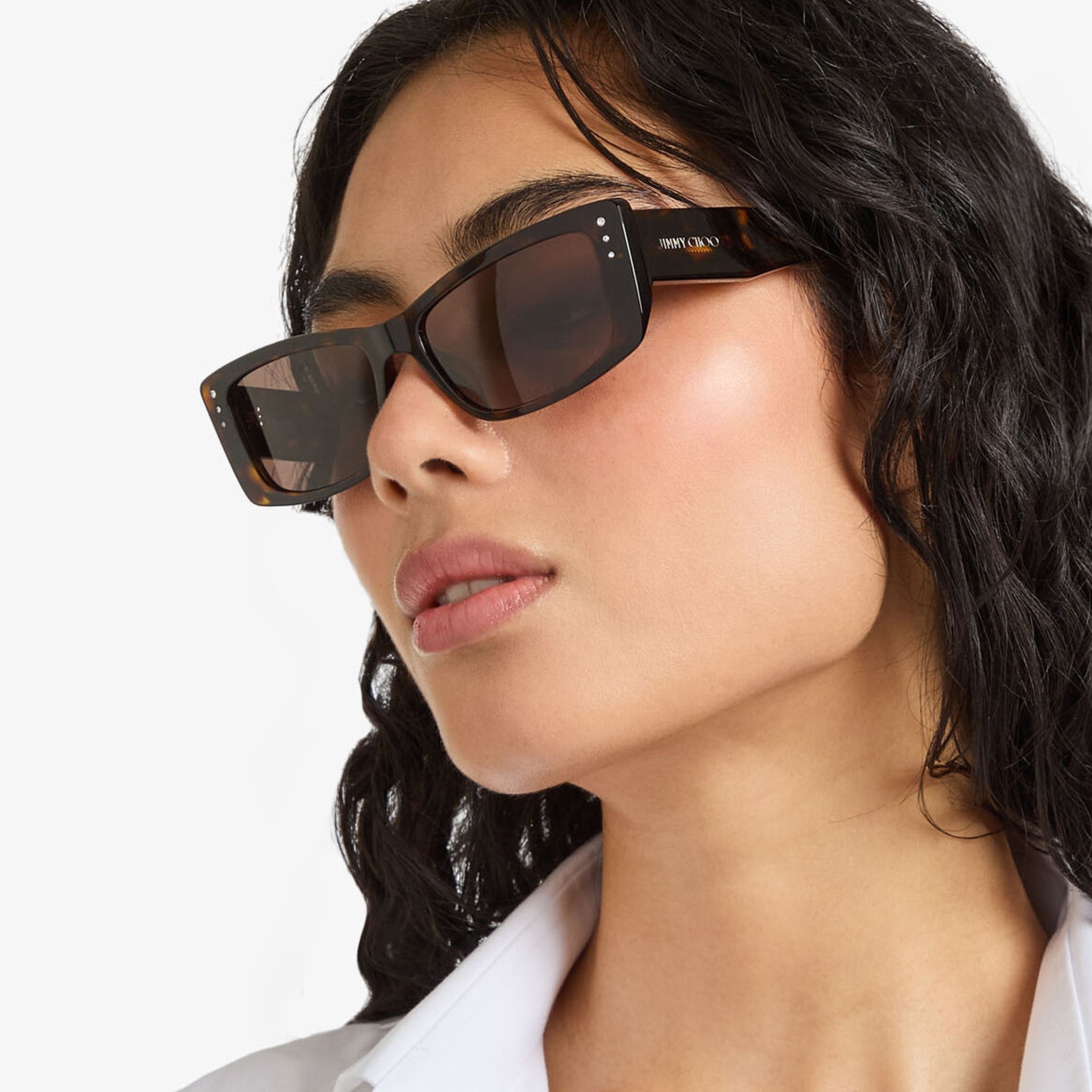 Lexy
Brown Havana Rectangular Sunglasses with Crystals - 3