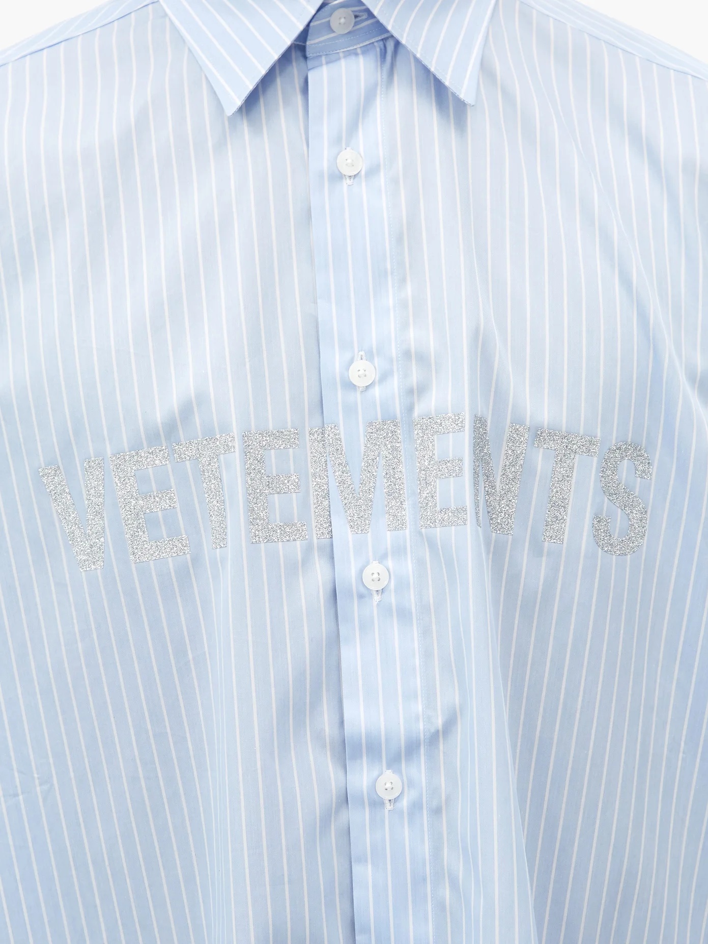 Glitter logo-print pinstriped cotton shirt - 3