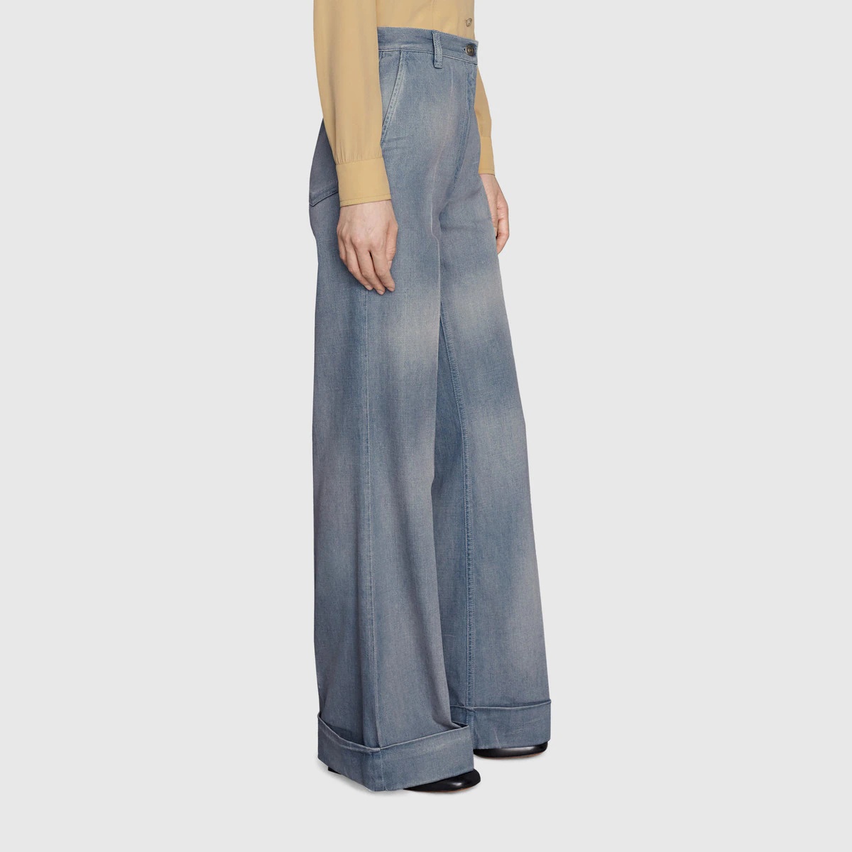 Eco washed organic denim flare pant - 4