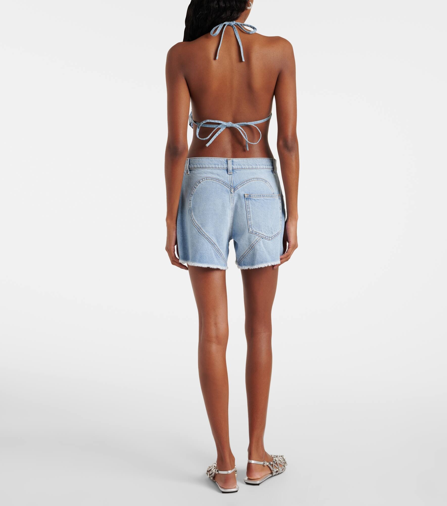 Embellished denim shorts - 3