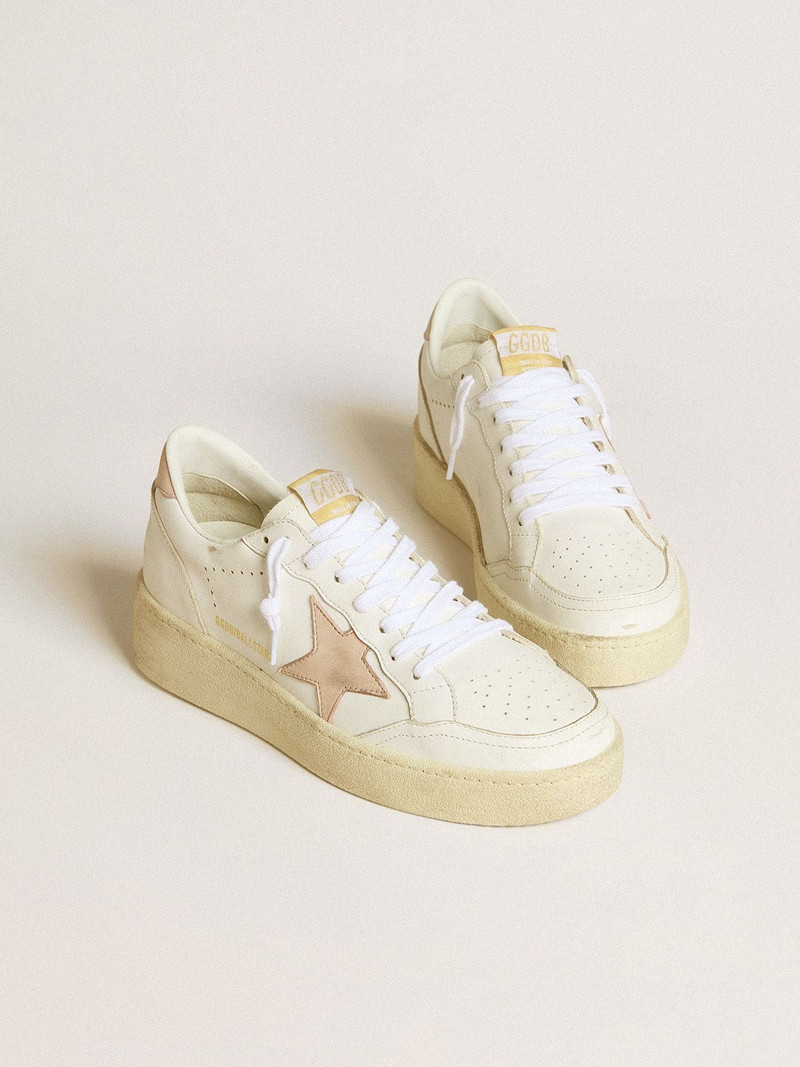 Golden Goose Women's Ball Star with pink nubuck star and heel tab outlook