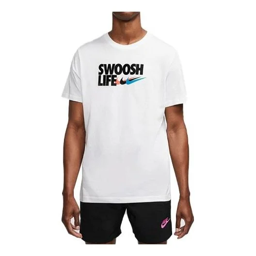 Nike Printing Alphabet Knit Sports Round Neck Short Sleeve White DD9160-100 - 1