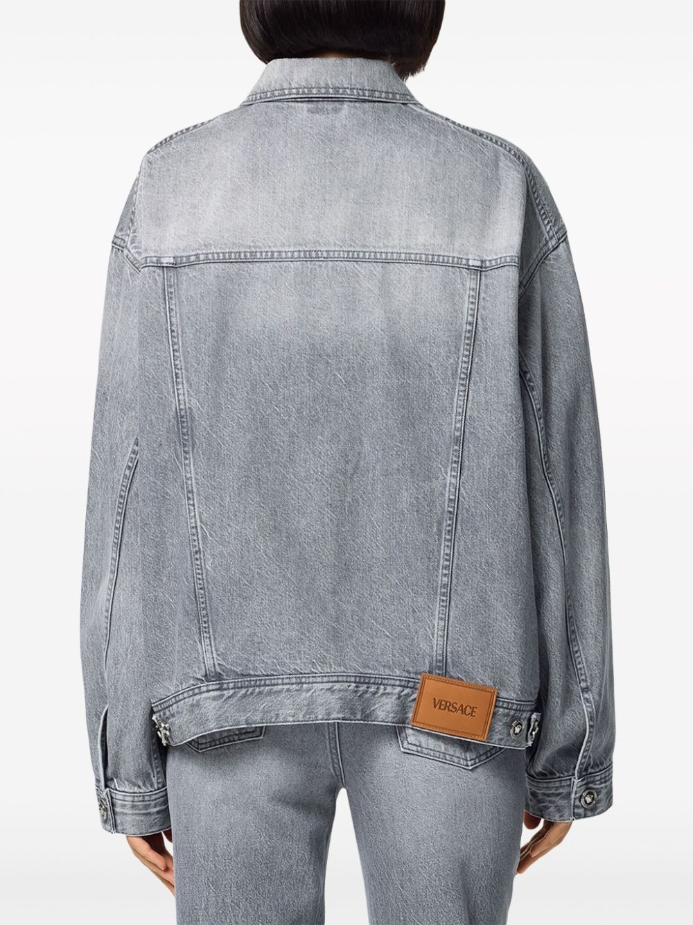 logo-appliquÃ© denim jacket - 4