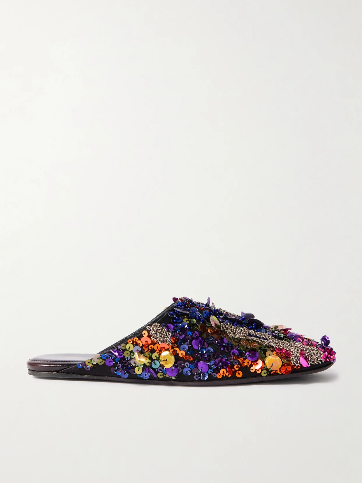 Embellished Satin-crepe Mules - 1