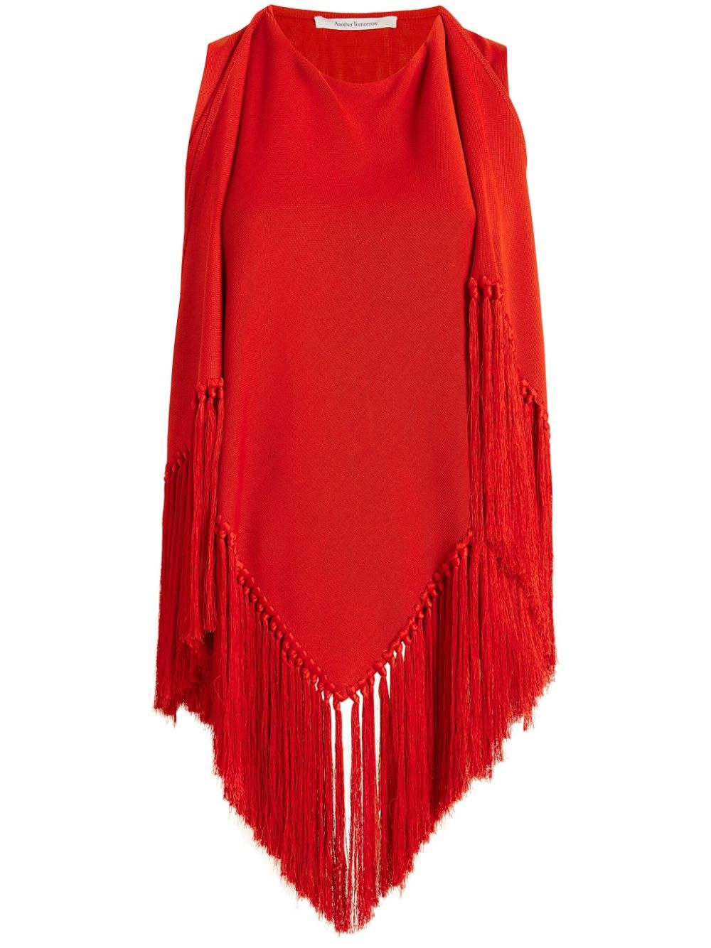 fringed scarf-neck blouse - 1