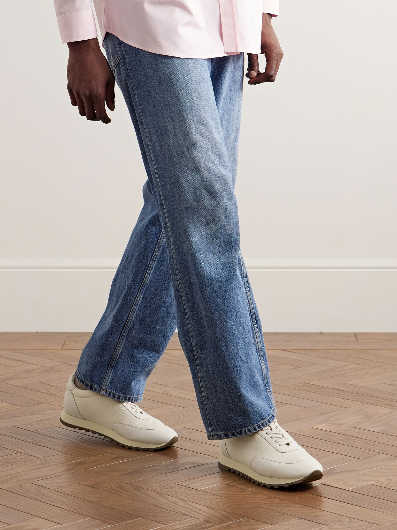 Owen Leather-Trimmed Mesh Sneakers Off-white - 2
