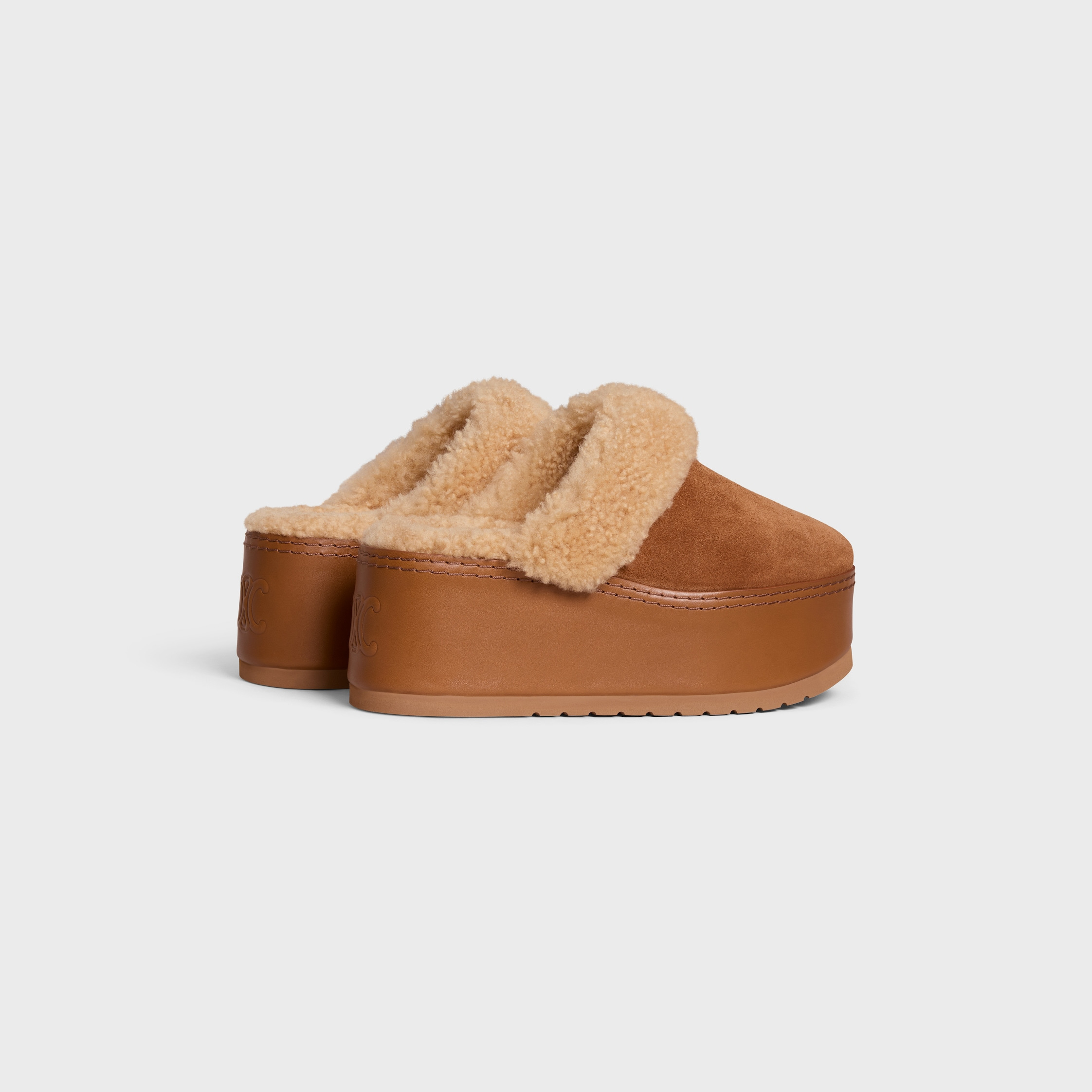 CELINE DANA WEDGE MULE in SUEDE CALFSKIN AND SHEARLING - 3