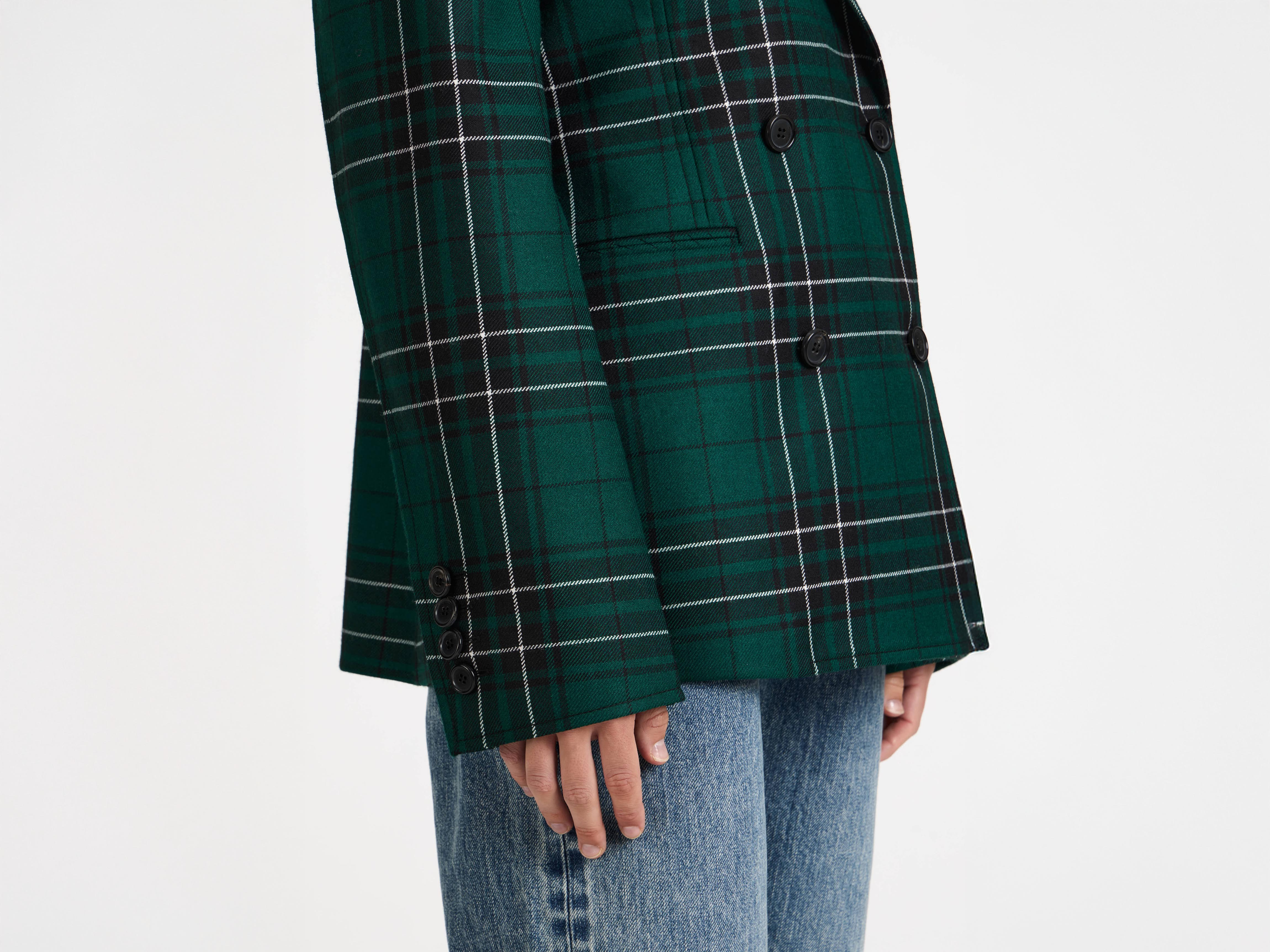 FITTED WAIST TAILORED JACKET IN FOREST GREEN - 7