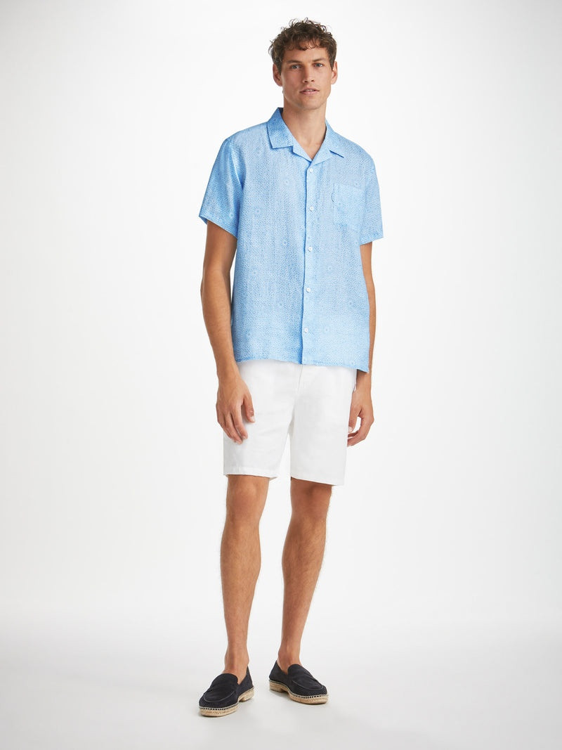 Derek Rose Men's Shirt Milan 23 Linen Blue outlook