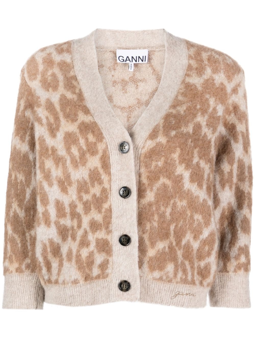 leopard-jacquard cardigan - 1