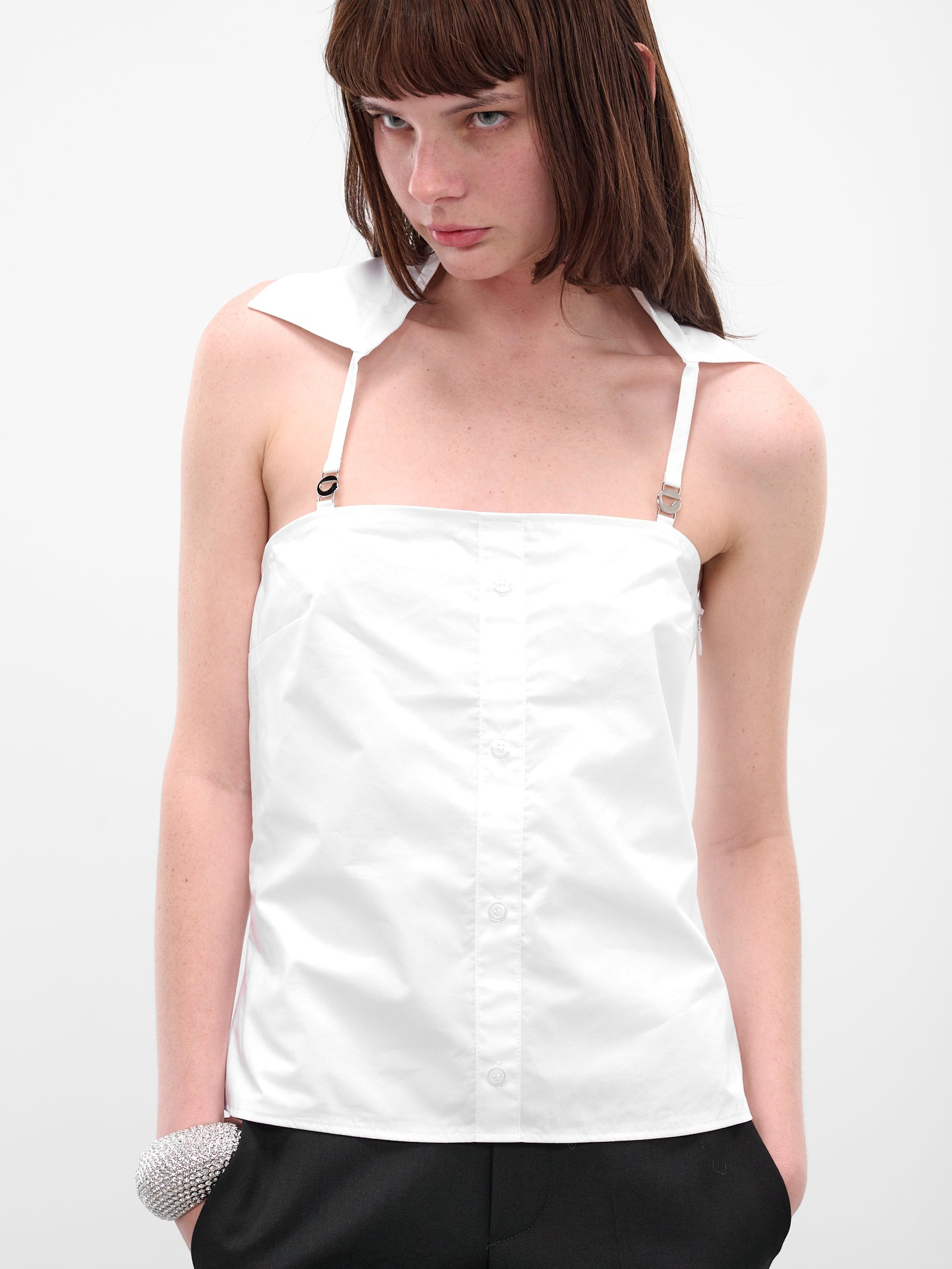 White Collared Halter Bustier - 4
