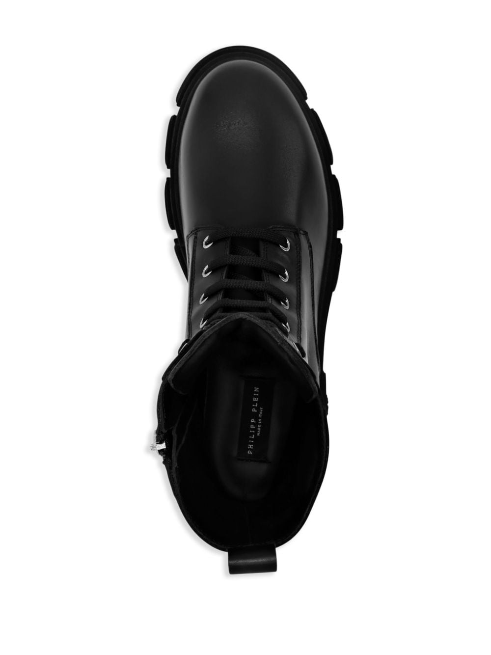 Hexagon-logo leather boots - 4