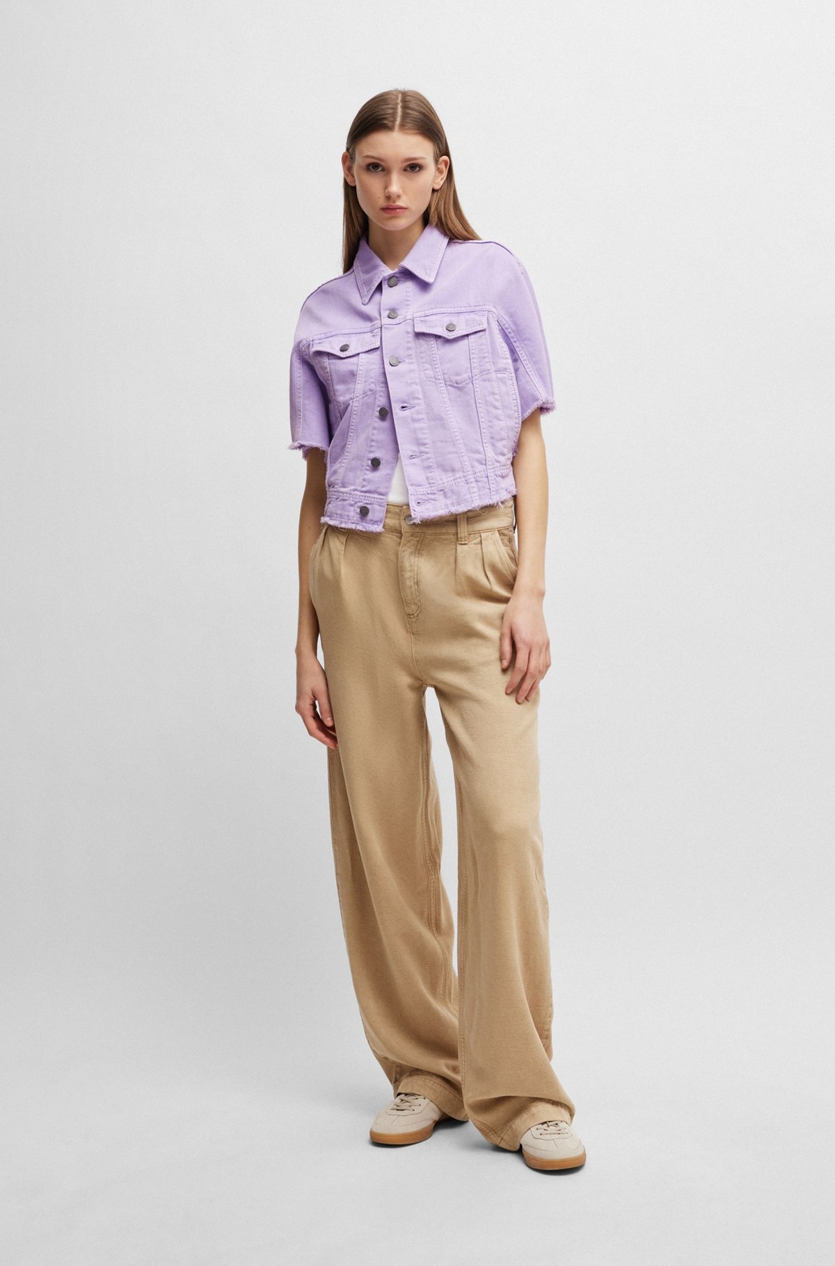 SHORT-SLEEVED JACKET IN COTTON DENIM - 3