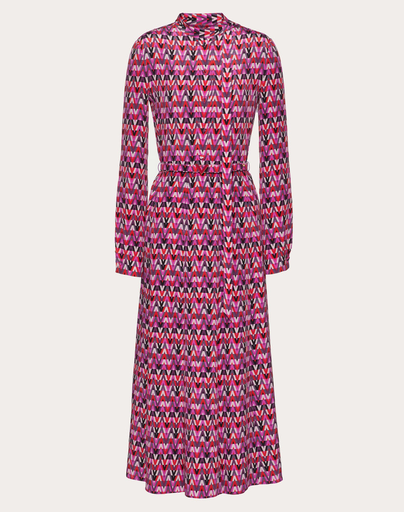 PRINTED CREPE DE CHINE DRESS - 1