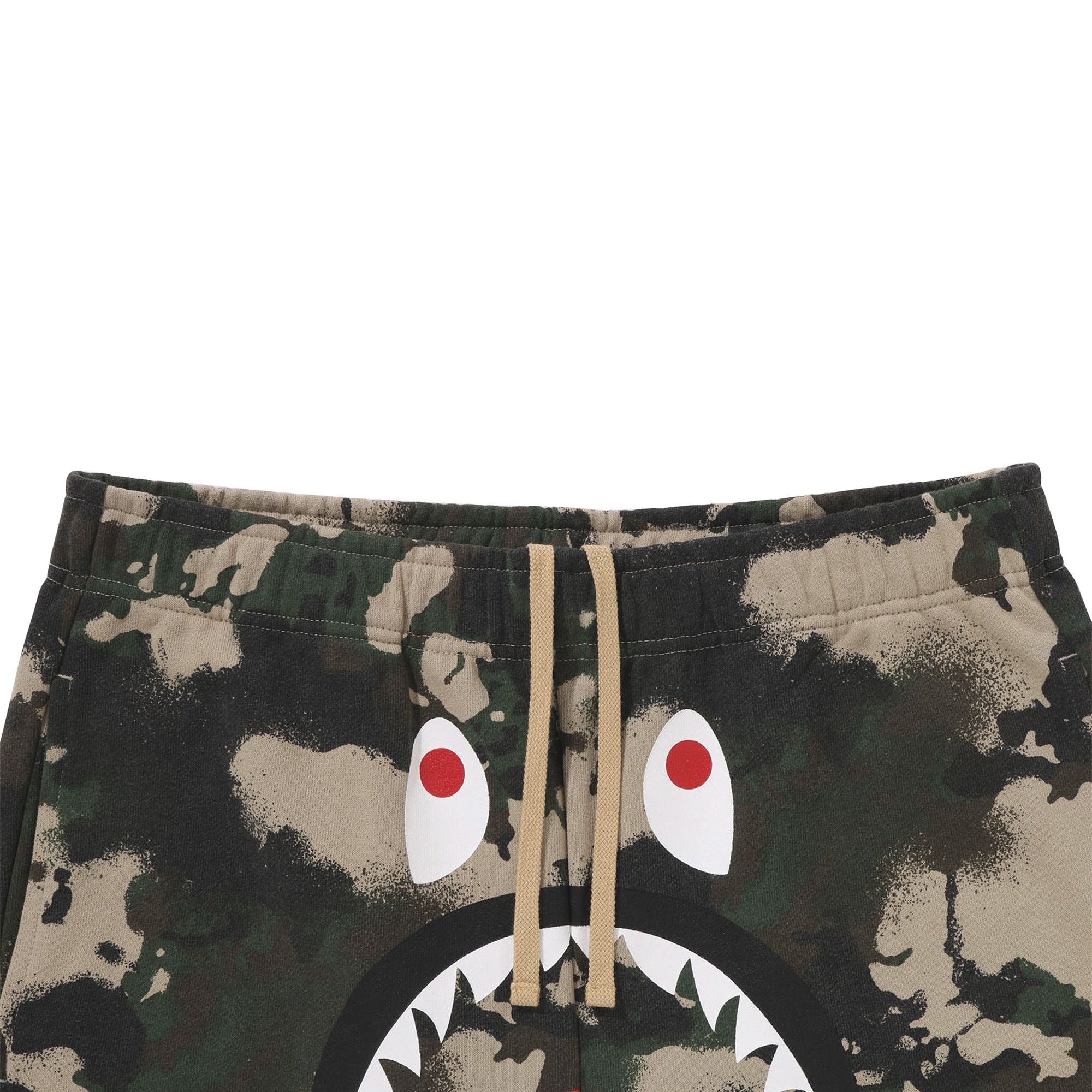 BAPE Map Camo Regular Fit Shark Sweatshorts 'Green' - 3