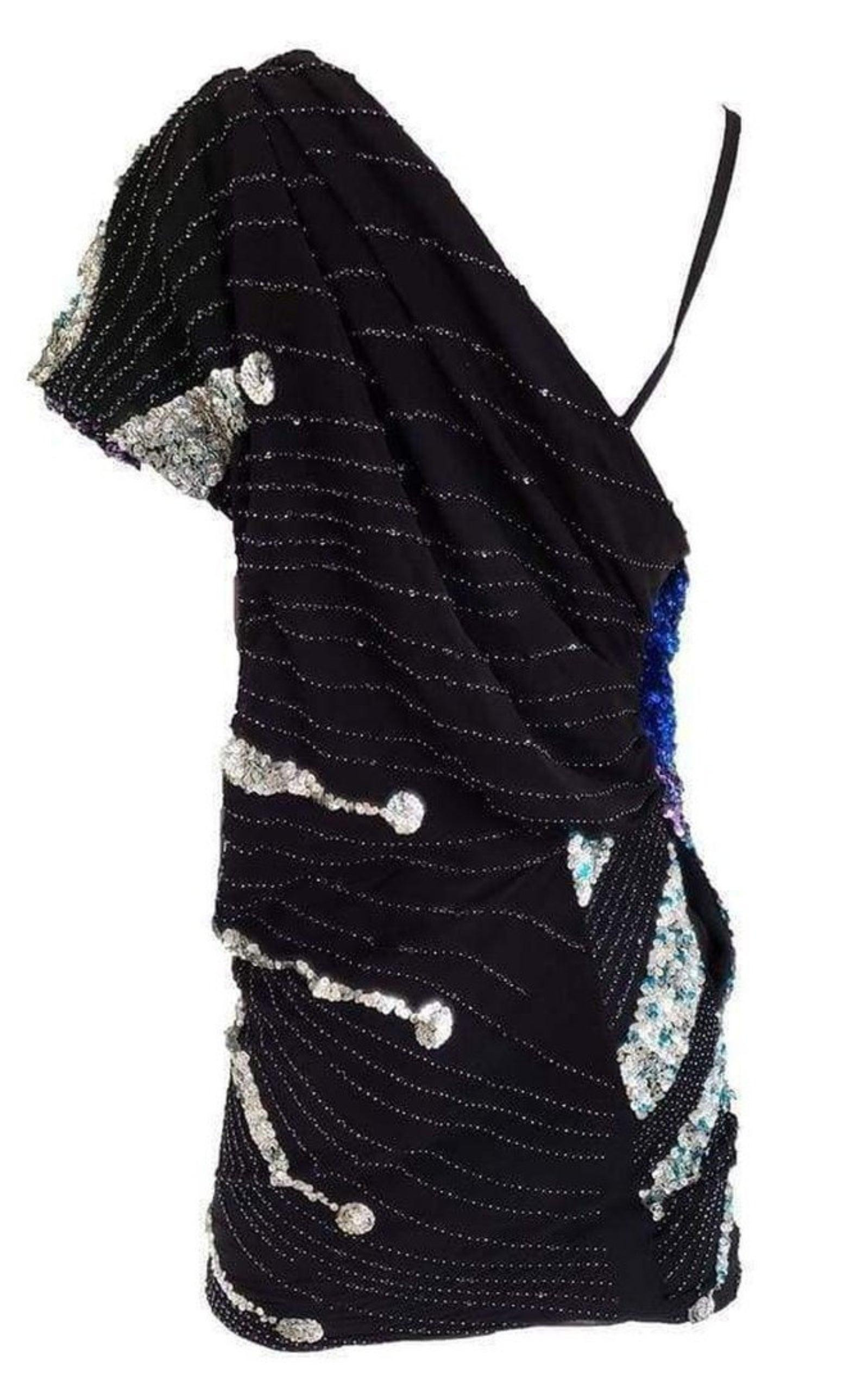 Multi Color Silk One Shoulder Dress - 2
