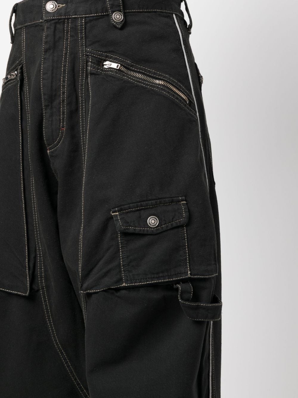 multiple-pockets wide-leg trousers - 5