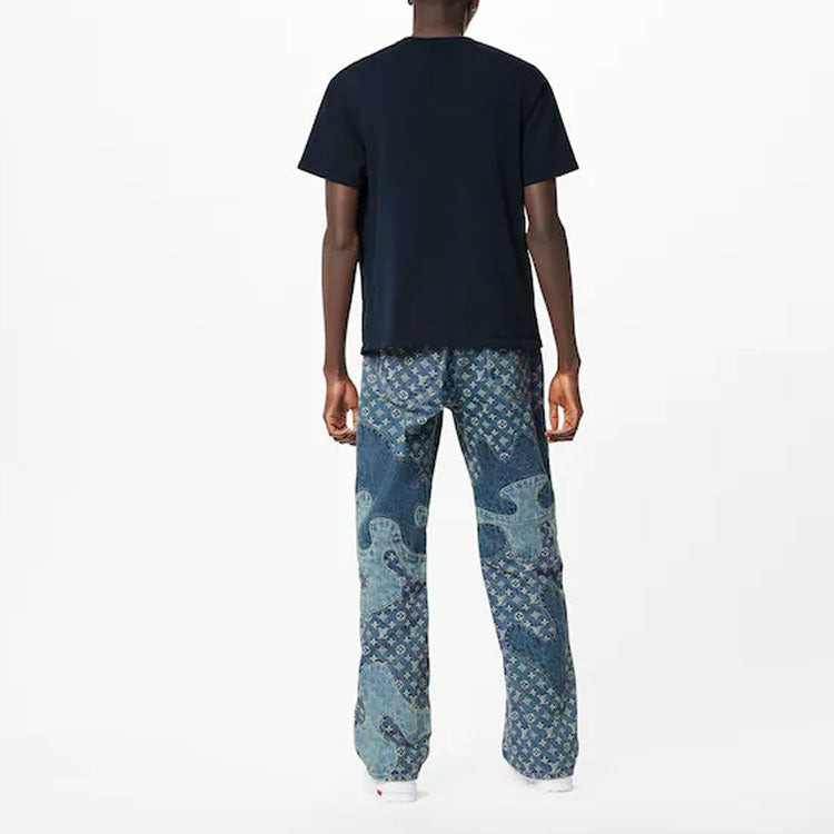 Men's LOUIS VUITTON x NIGO2 LV2 SS22 Crossover Large Love Logo Alphabet Printing Short Sleeve Navy B - 3