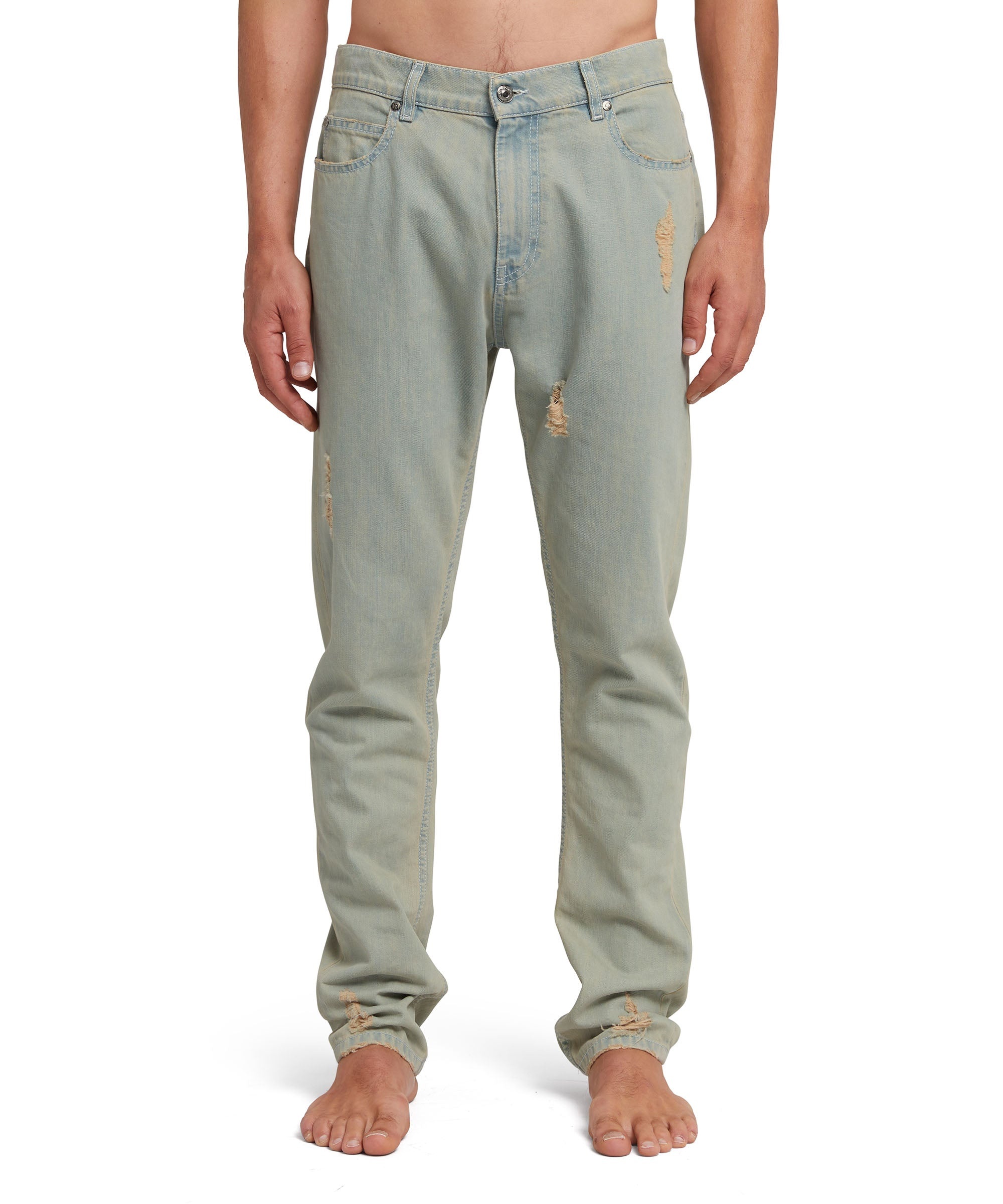 Light denim pants with tears - 2