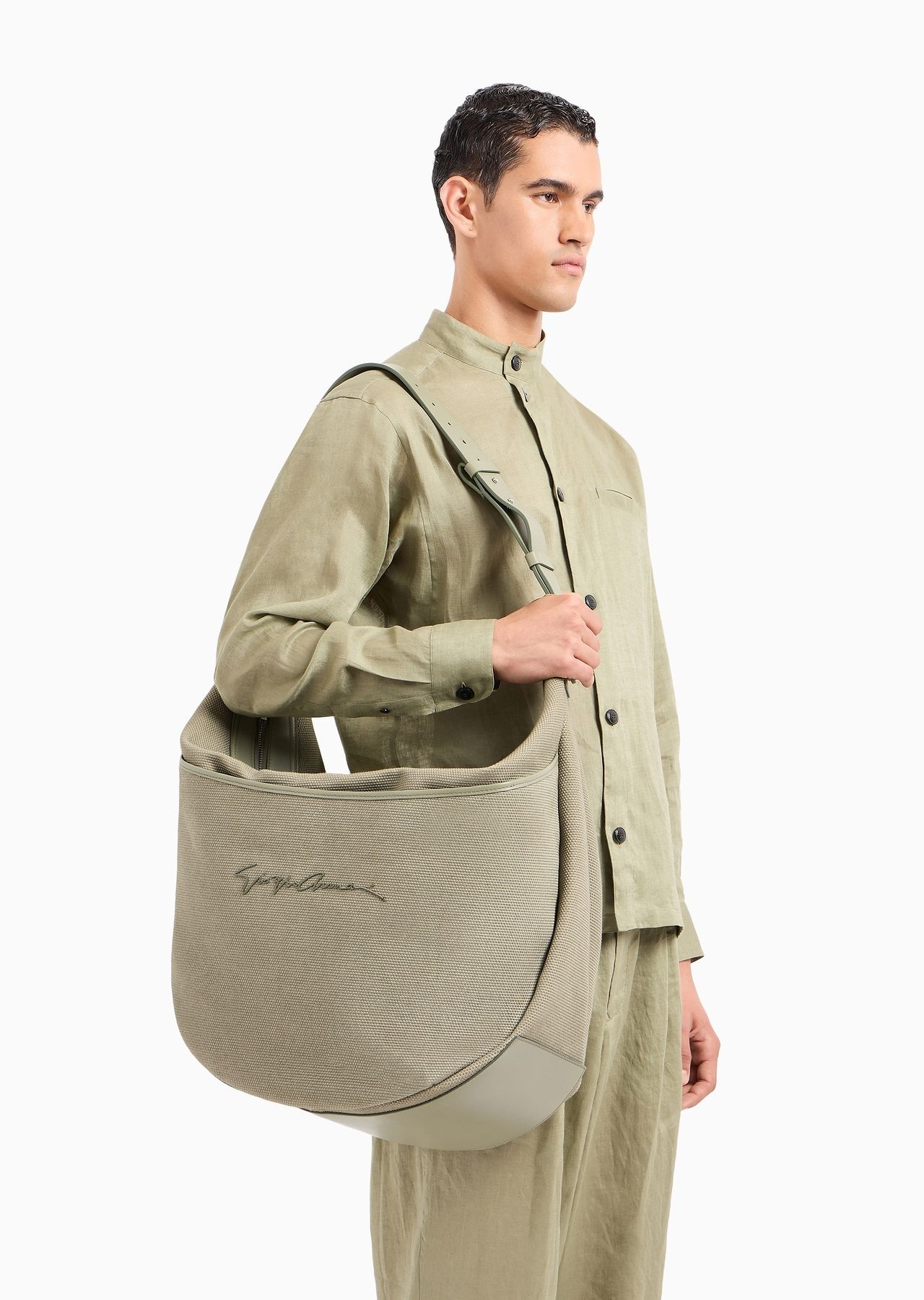 Canvas oversized crescent-shaped shoulder bag - 6
