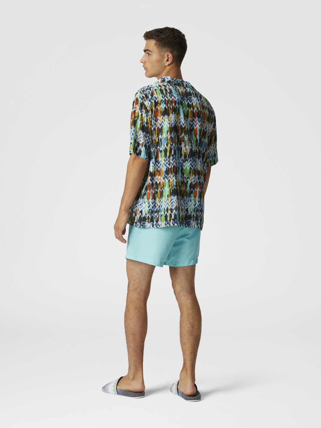 Viscose bowling shirt with zig zag print brushed effect - 3