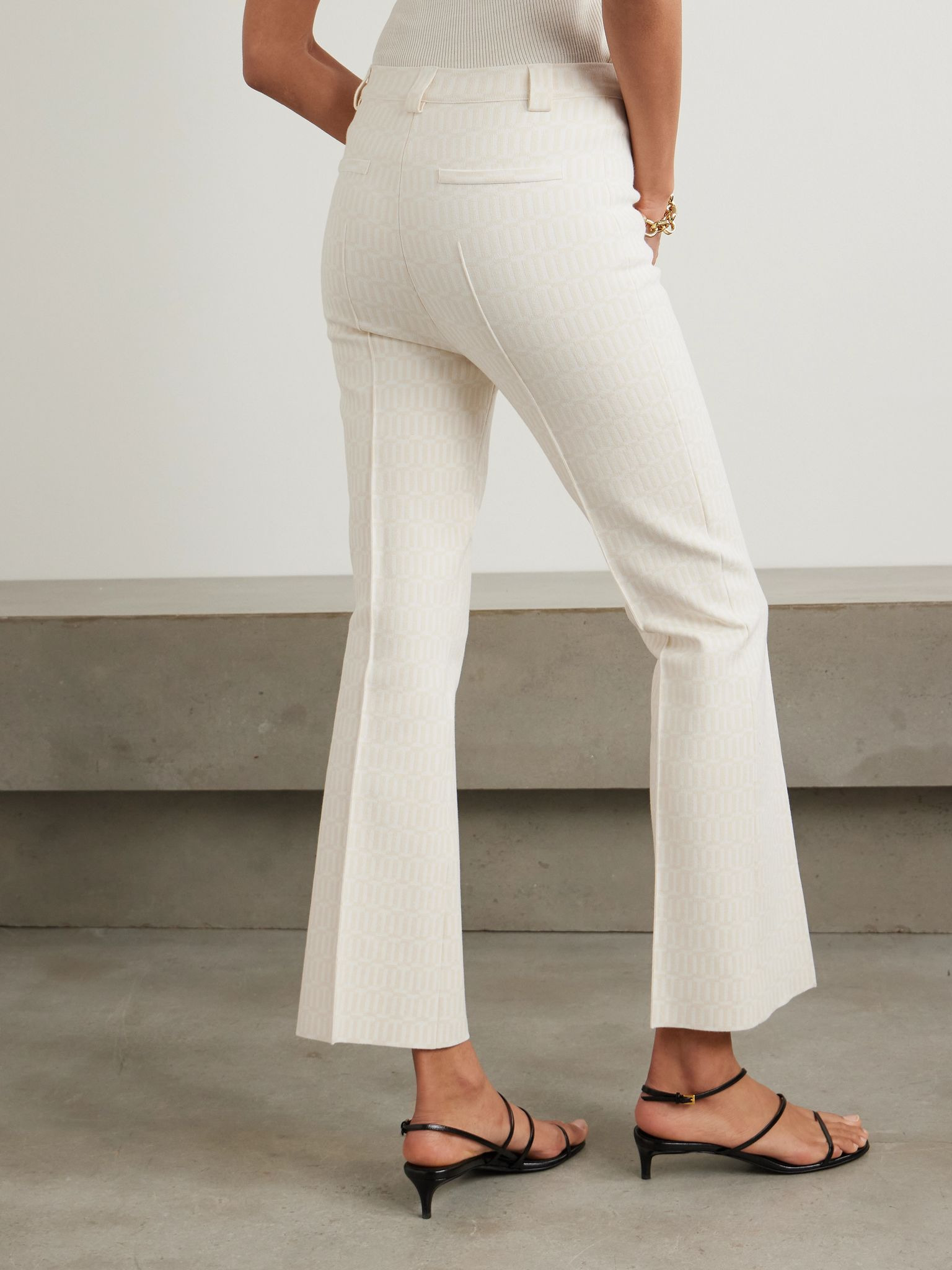 Charlie cotton-blend jacquard slim-leg pants Ivory - 3