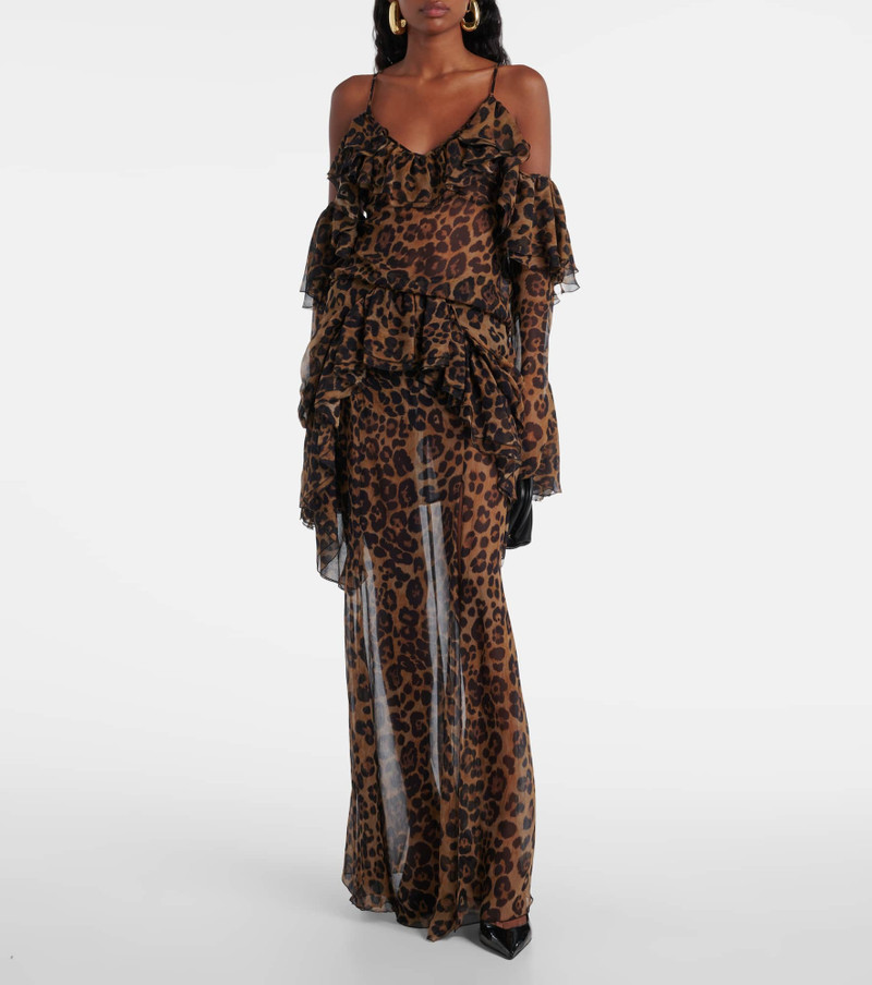 Blumarine Leopard-print draped silk top outlook