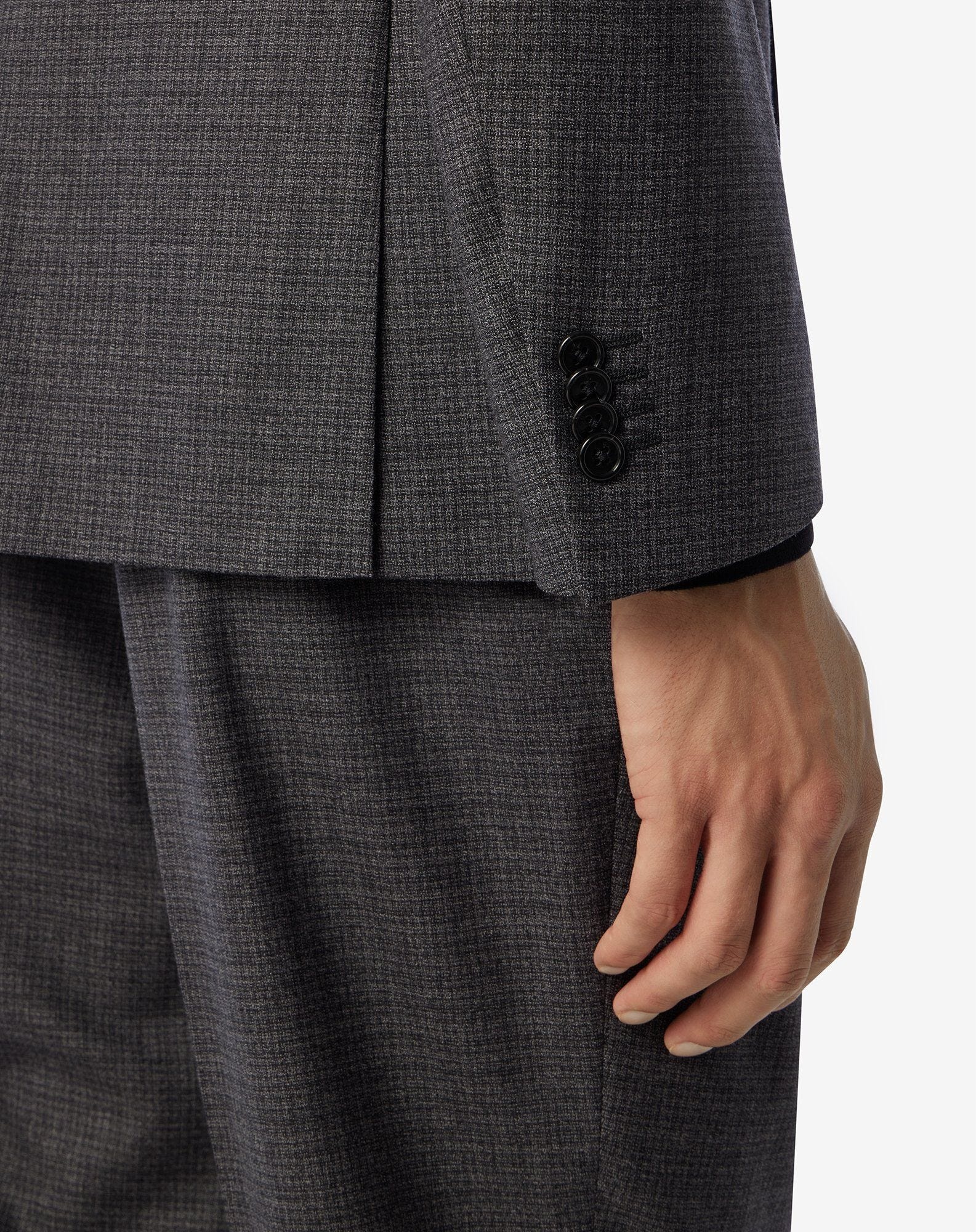 Grey wool suit with micro-pattern - 6