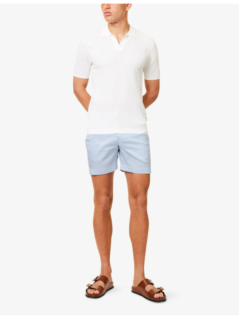 ORLEBAR BROWN Roddy Open Mesh-Stitch Woven Polo Shirt outlook