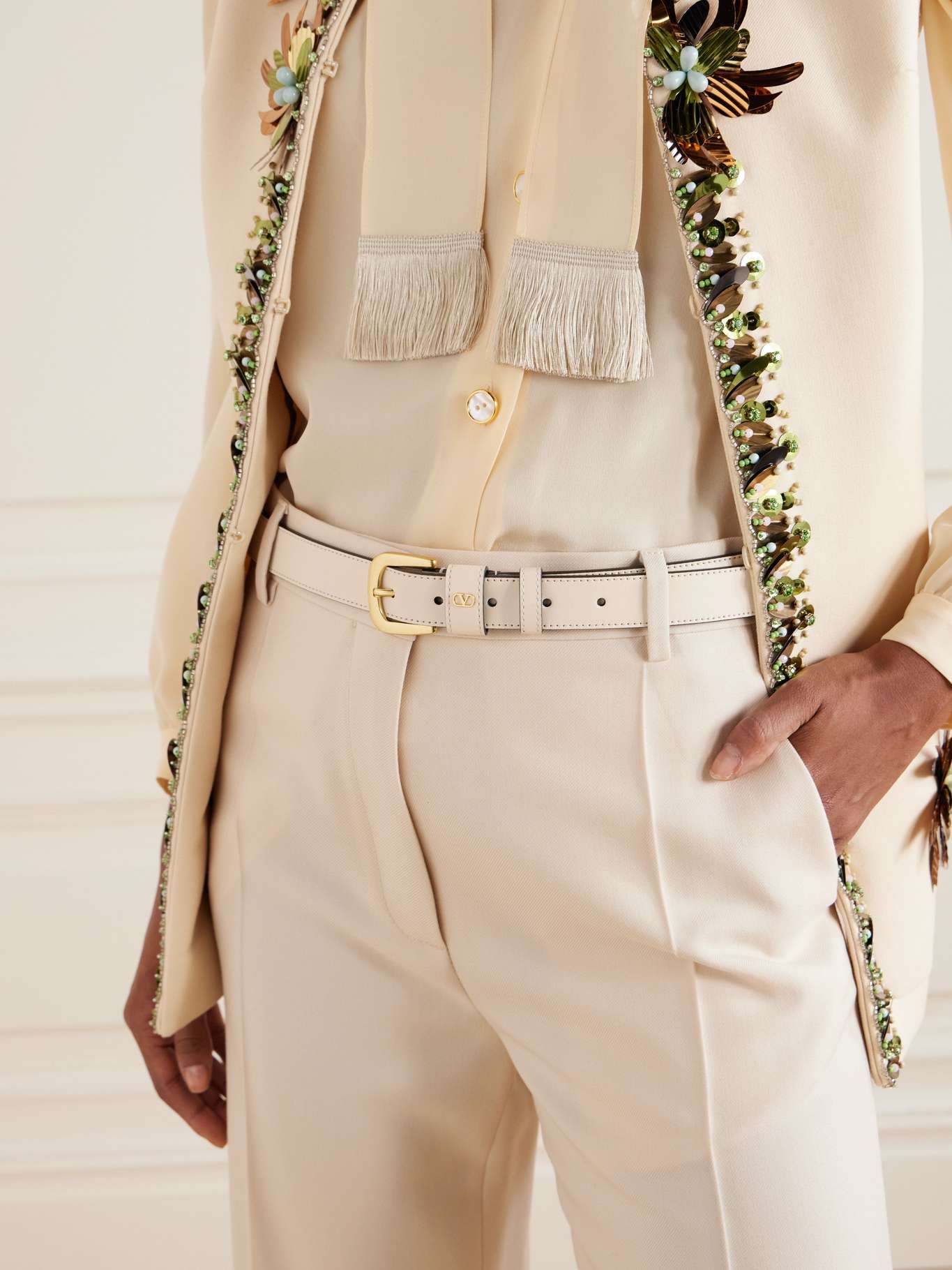 VLogo leather belt Off-white - 2