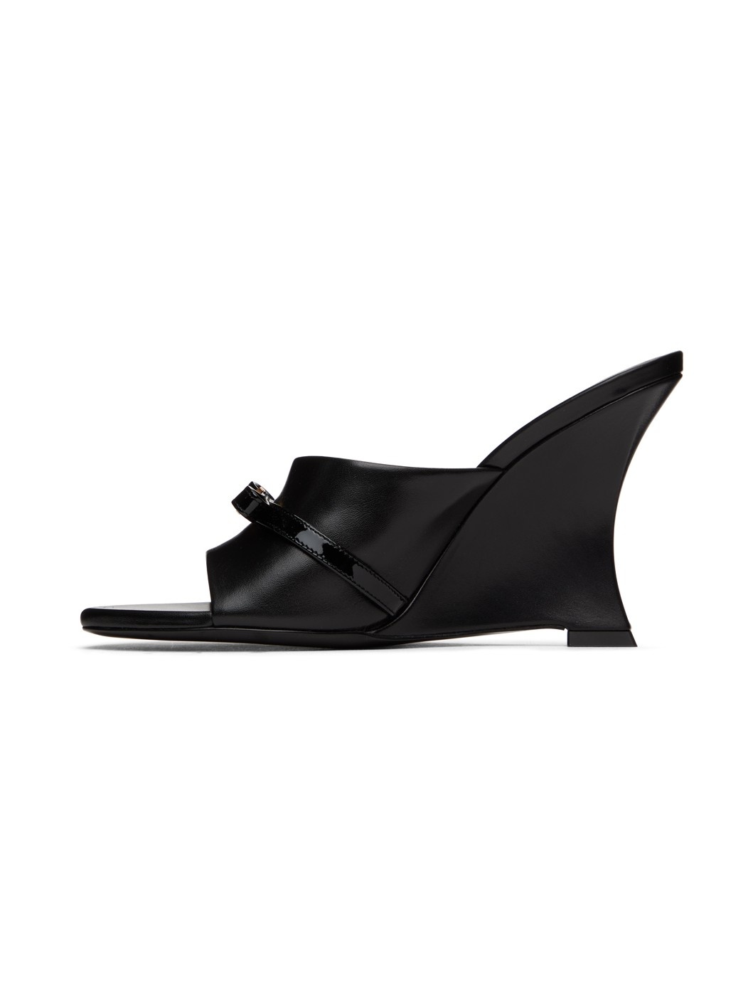 Black Gianna Ribbon Wedge Mules - 3