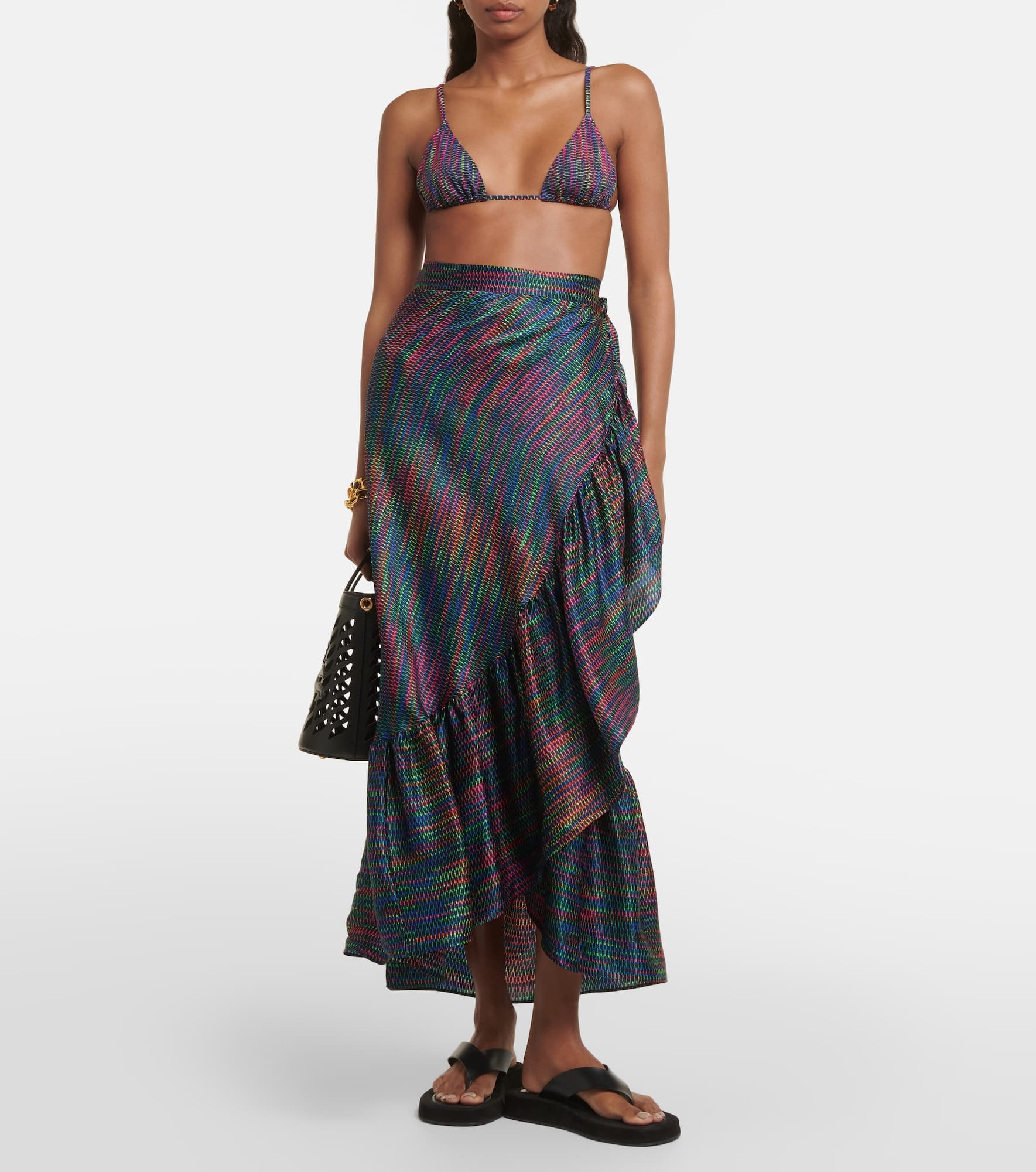 Néon printed silk satin wrap skirt - 2
