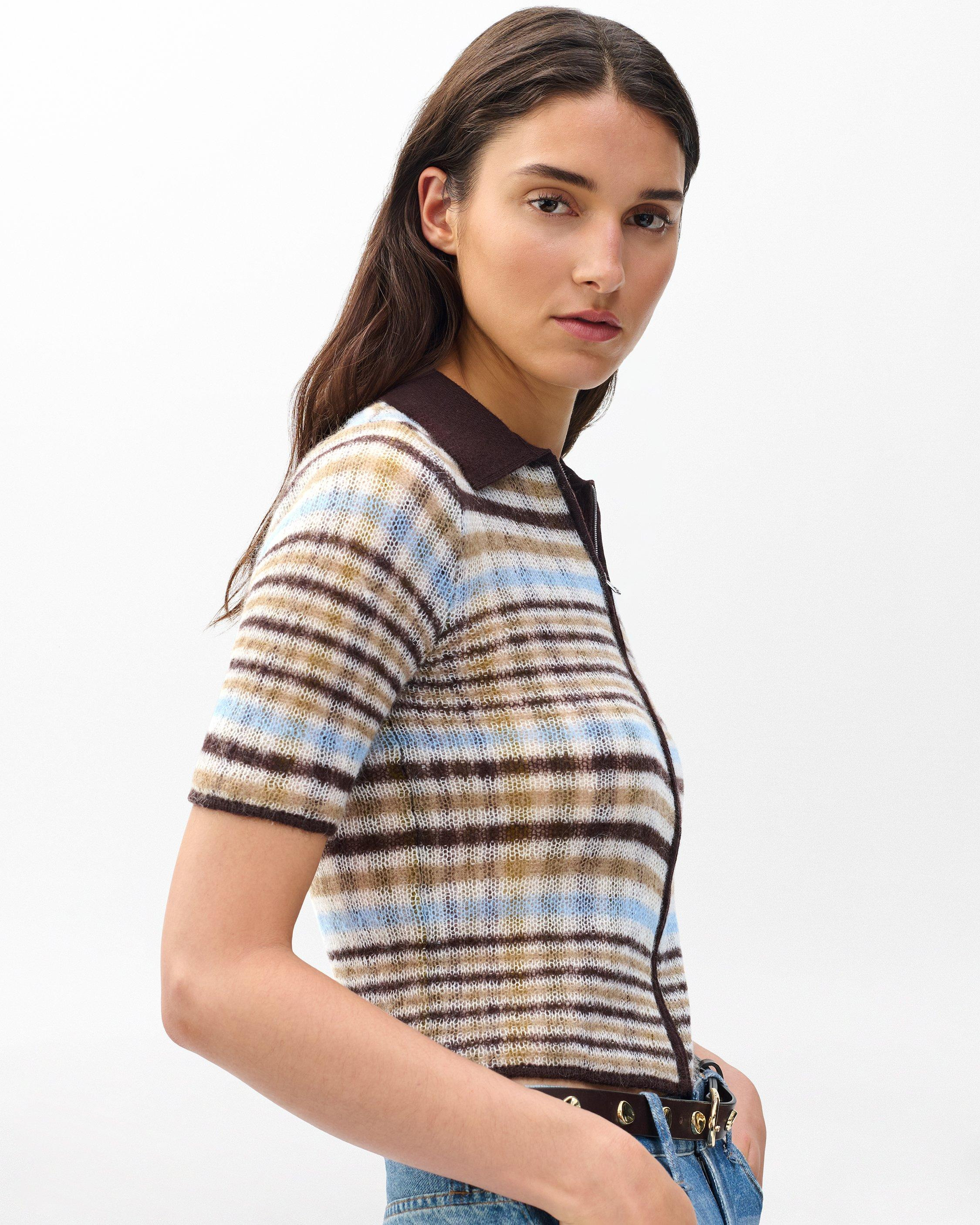 Leva Plaid Zip Polo Sweater - 4