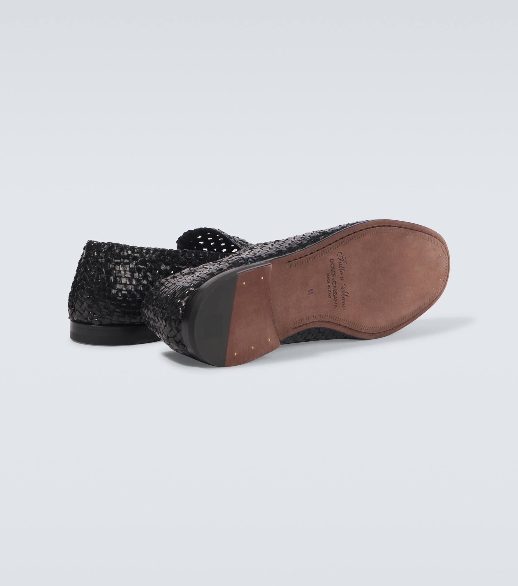 Woven leather loafers - 7