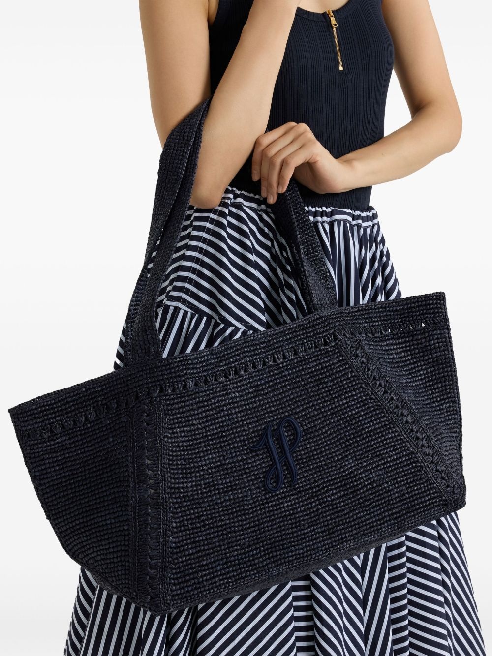 large JP monogram trapeze-design tote bag - 2