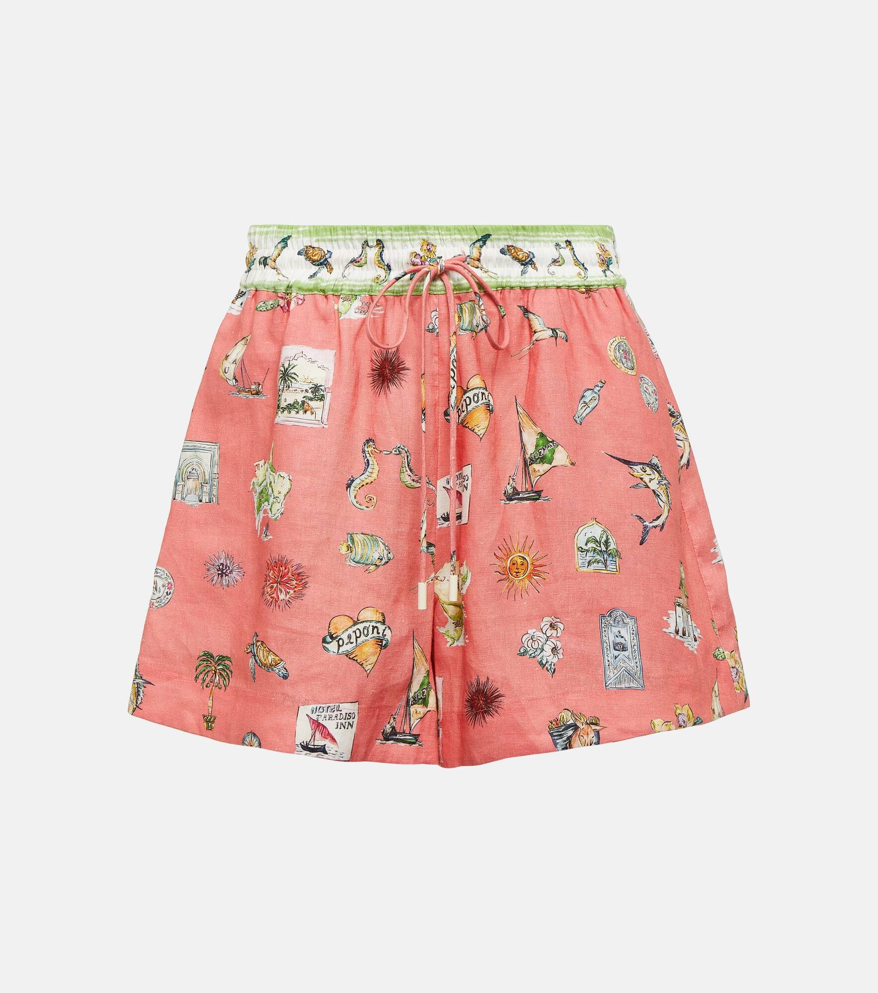 Printed linen shorts - 1