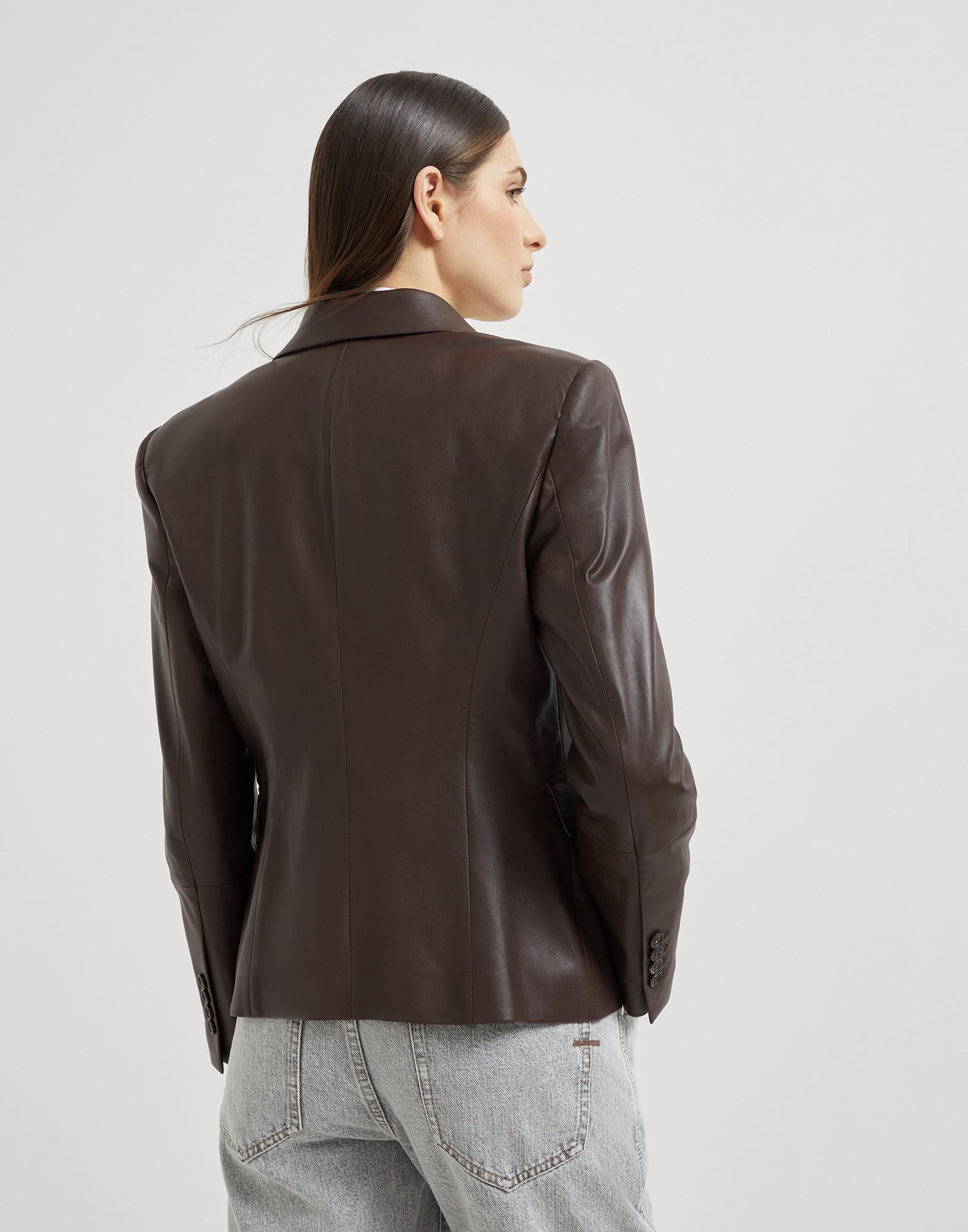 Nappa leather blazer with monili - 2