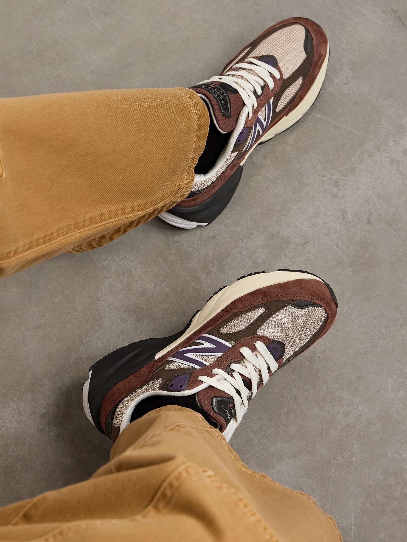 990v6 rubber and leather-trimmed suede and mesh sneakers - 2