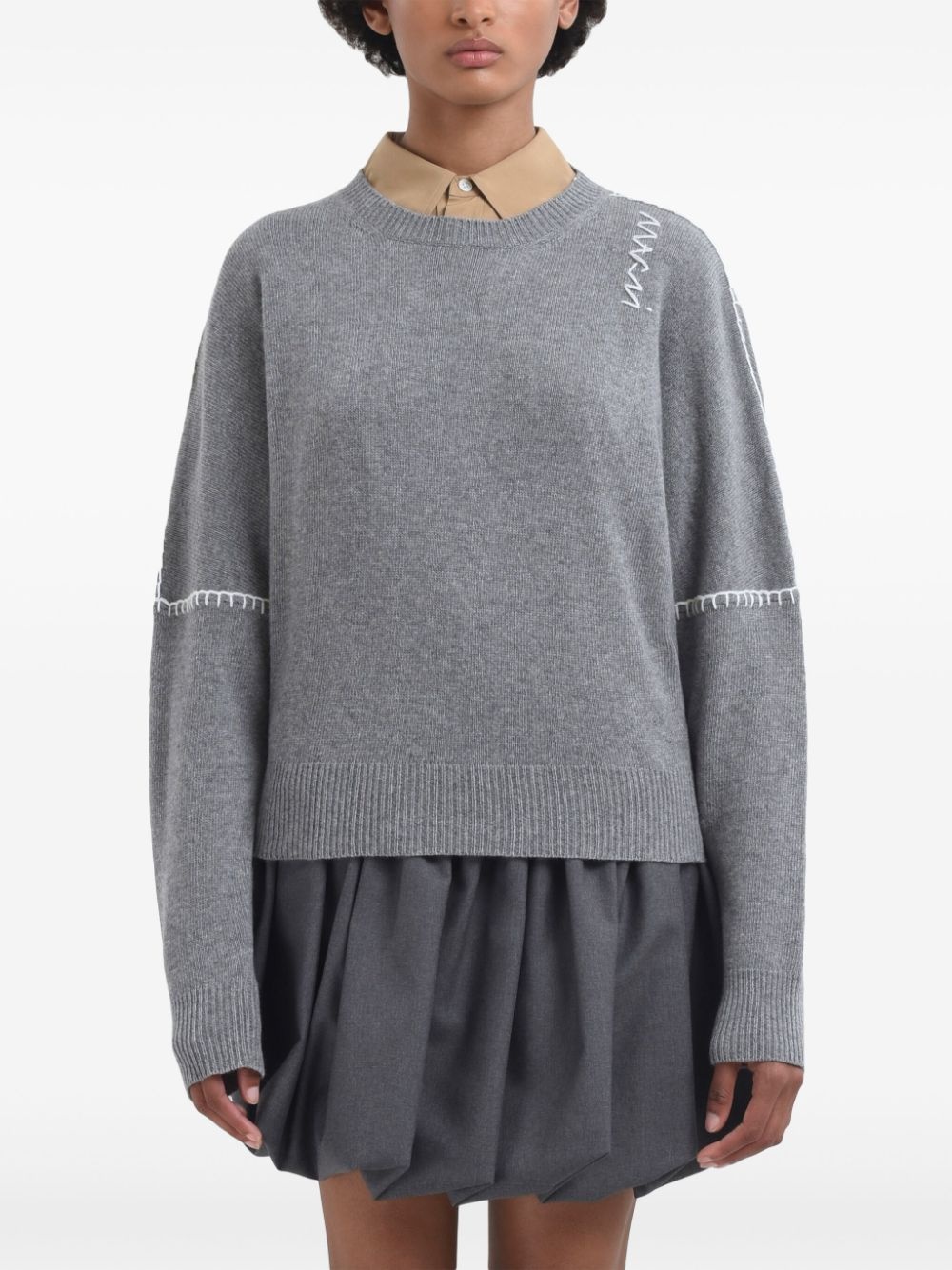 whipstitch-trim sweater - 2