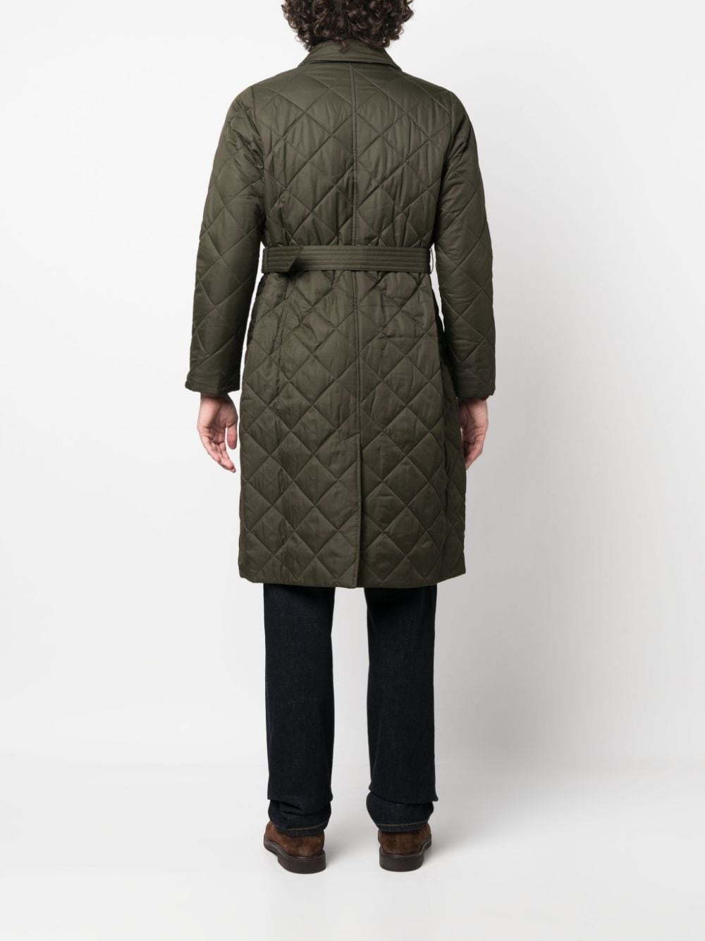 diamond-quilted single-breasted coat - 4