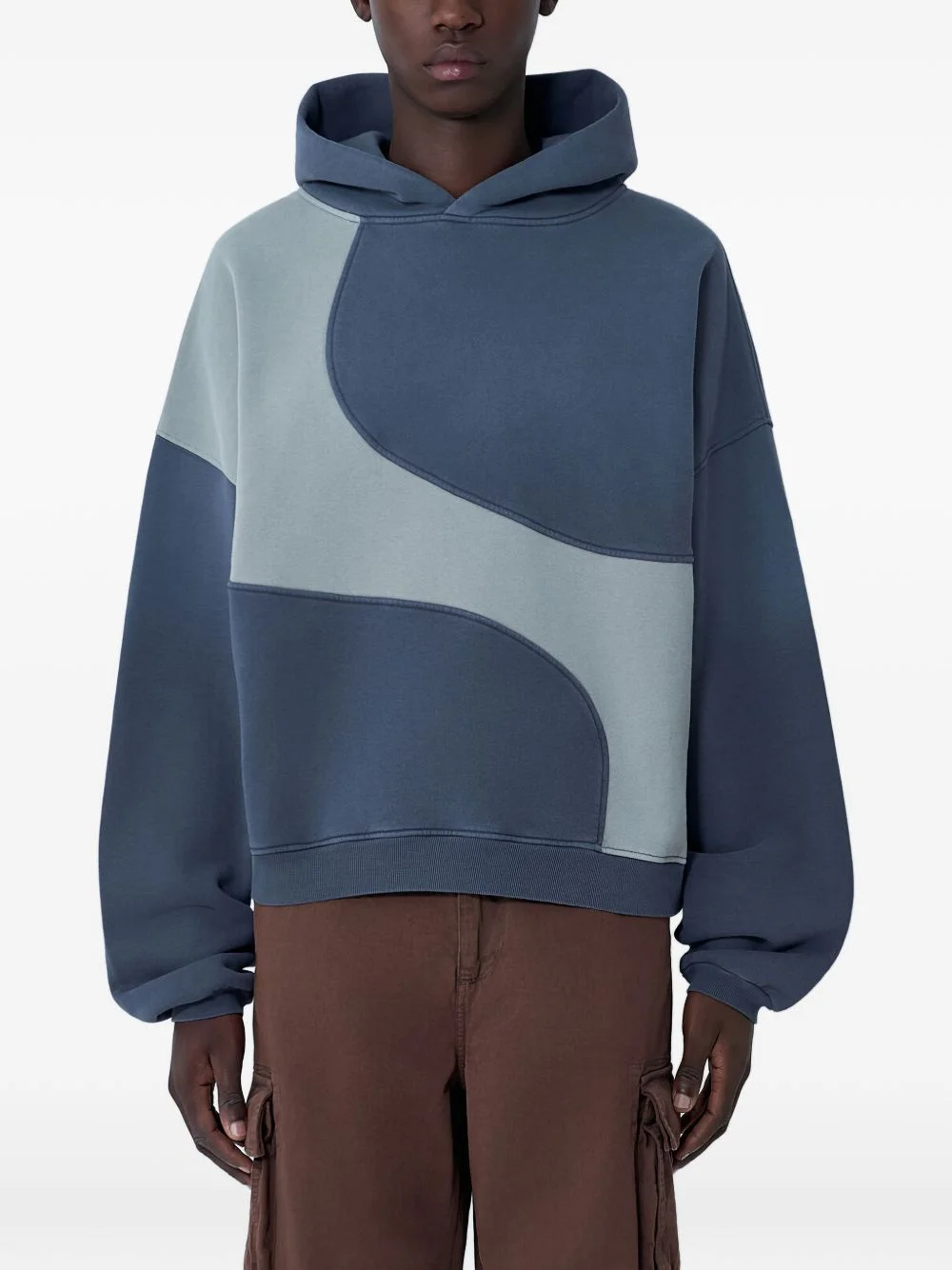 wave motif hooded sweatshirt - 1