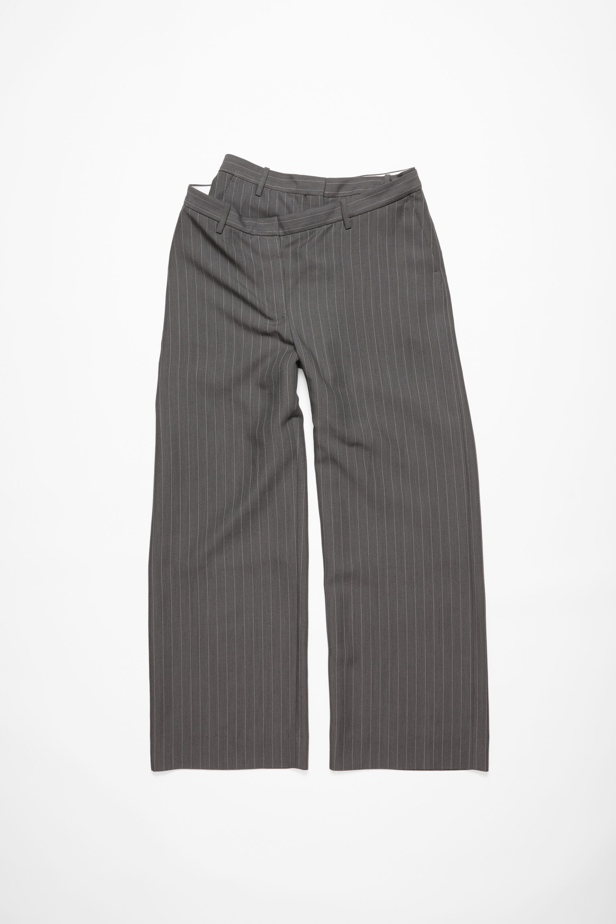 Deconstructed pinstripe trousers - Grey Melange - 7
